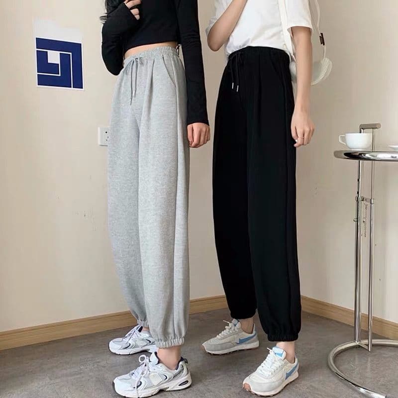 하이웨이스트 운동 바지 여성 루즈핏 조거 봄 가을 학생 회색 캐주얼 바지 다용도 하렘 바지 여성 상세 이미지 2