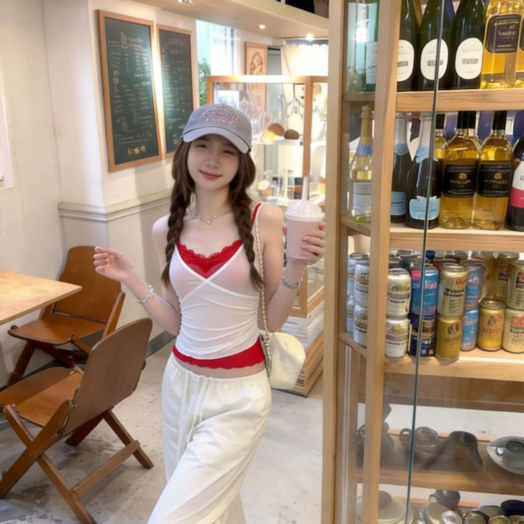 핫걸 순수한 욕망 레이스 조각 캐미솔 여름 스택 착용 센스 페이크 레이어드 몸매 가꾸기 아름다운 조끼 맨위 트렌디 이미지 3