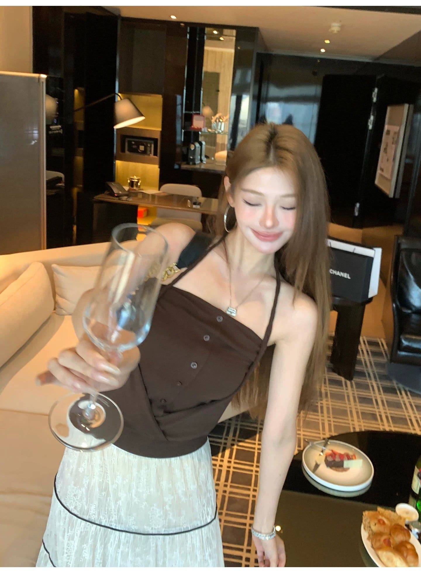 260 그램 사람들 면 행침 목 스타일 페이크 레이어드 튜브탑 캐미솔 핫걸 로드 중 여름 디자인 센스 작은 대중 맨위 상세 이미지 5