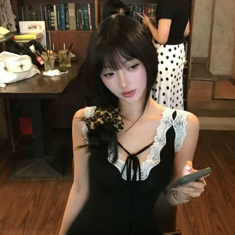 260 그램 사람들 면 여름 핫걸 몸매 가꾸기 슬림해 보이는 레이스 조각 여성 드레스 V넥 패션 외국 가스 길다 치마
