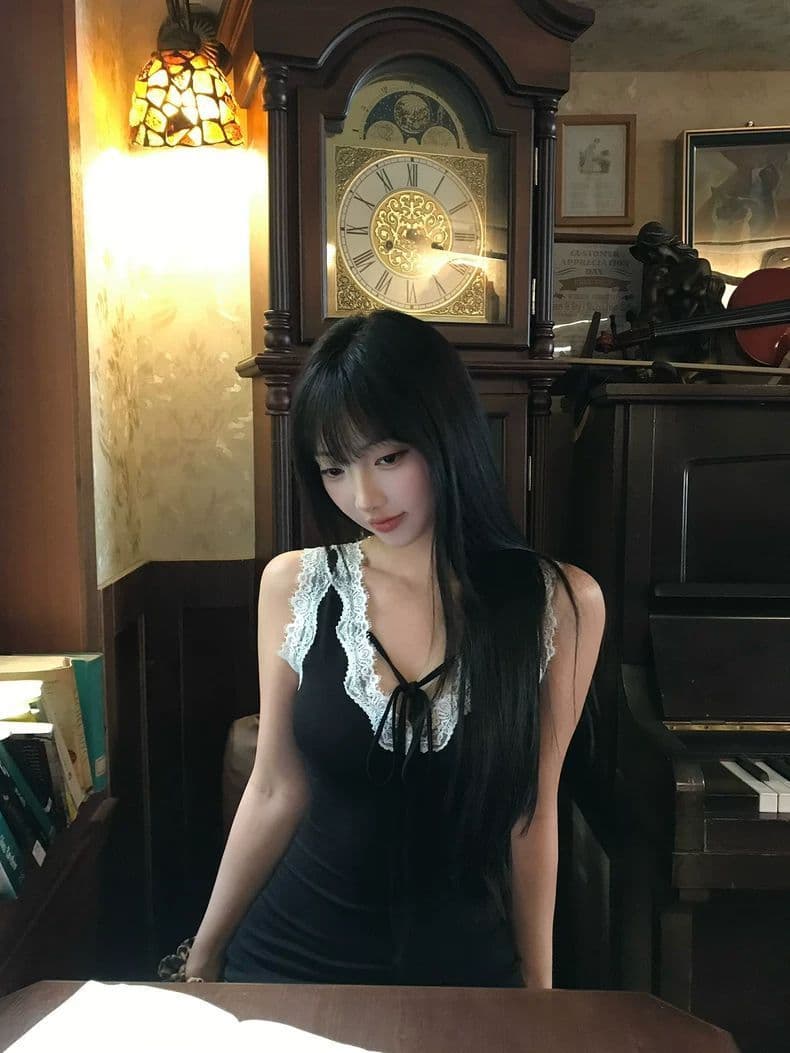 260 그램 사람들 면 여름 핫걸 몸매 가꾸기 슬림해 보이는 레이스 조각 여성 드레스 V넥 패션 외국 가스 길다 치마 상세 이미지 12