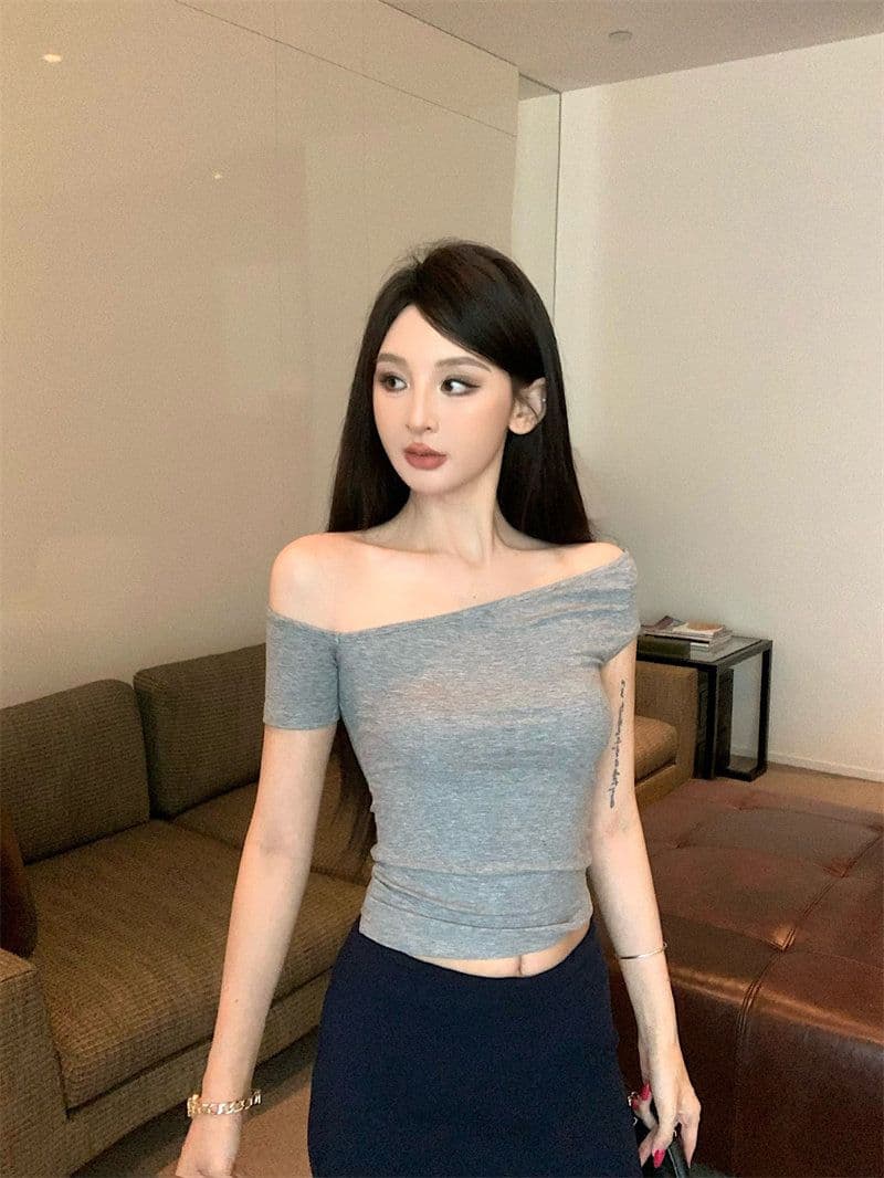 260 그램 사람들 면 반팔 티셔츠 여성 레이스 조각 V넥 비틀림 디자인 슬림해 보이는 핫걸 바람 쇼트 스타일 맨위 트렌디 상세 이미지 3