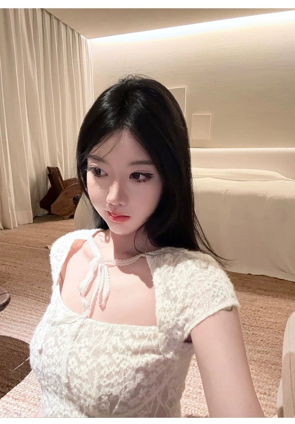원본 원단 것 있음 안감 디자인 센스 무거운 작업 레이스 작은 셔츠 여성 여름 품격 슬림해 보이는 반팔 맨위 상세 이미지 4