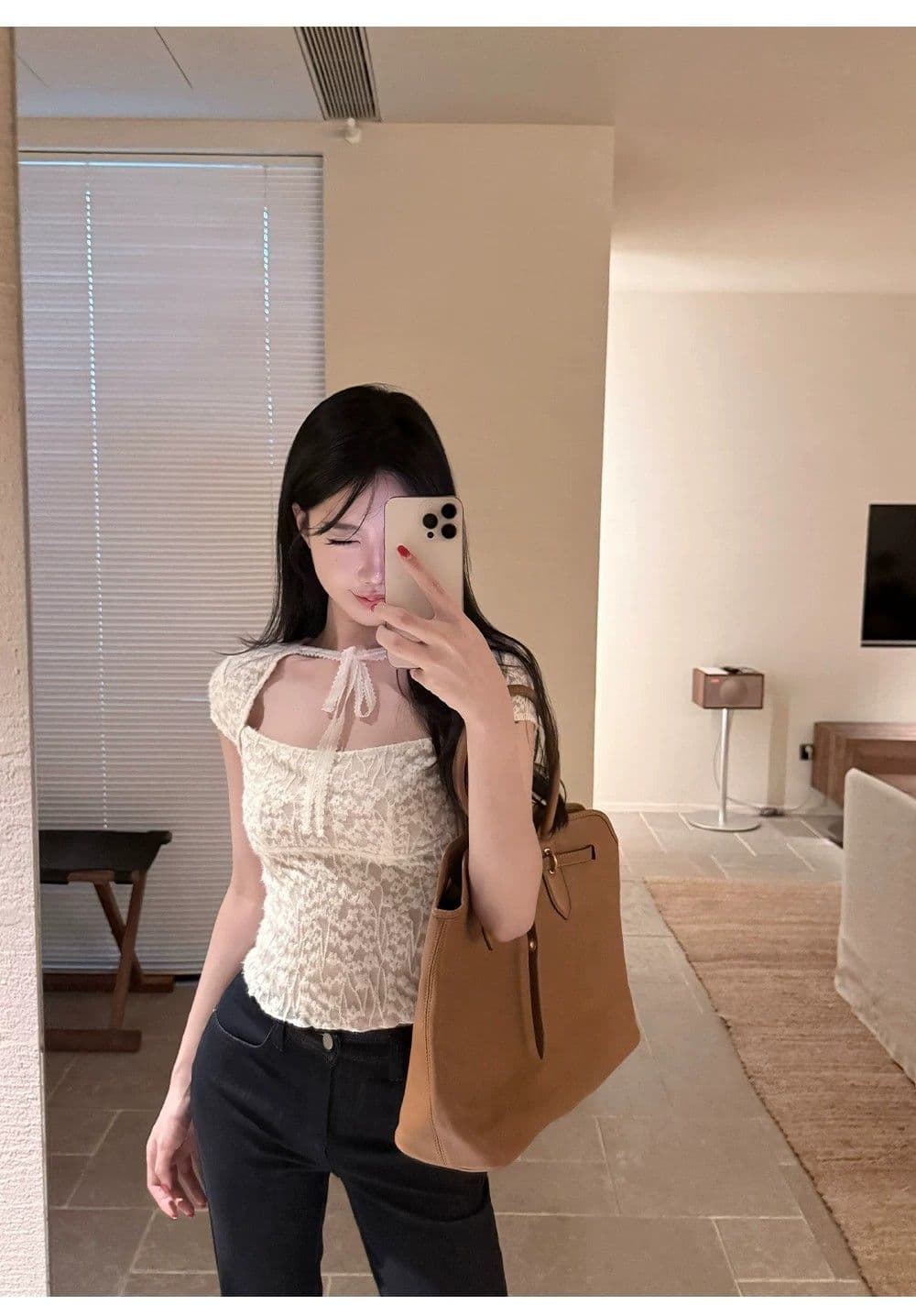 원본 원단 것 있음 안감 디자인 센스 무거운 작업 레이스 작은 셔츠 여성 여름 품격 슬림해 보이는 반팔 맨위 상세 이미지 12