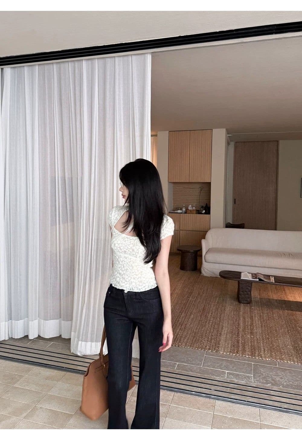 원본 원단 것 있음 안감 디자인 센스 무거운 작업 레이스 작은 셔츠 여성 여름 품격 슬림해 보이는 반팔 맨위 상세 이미지 15
