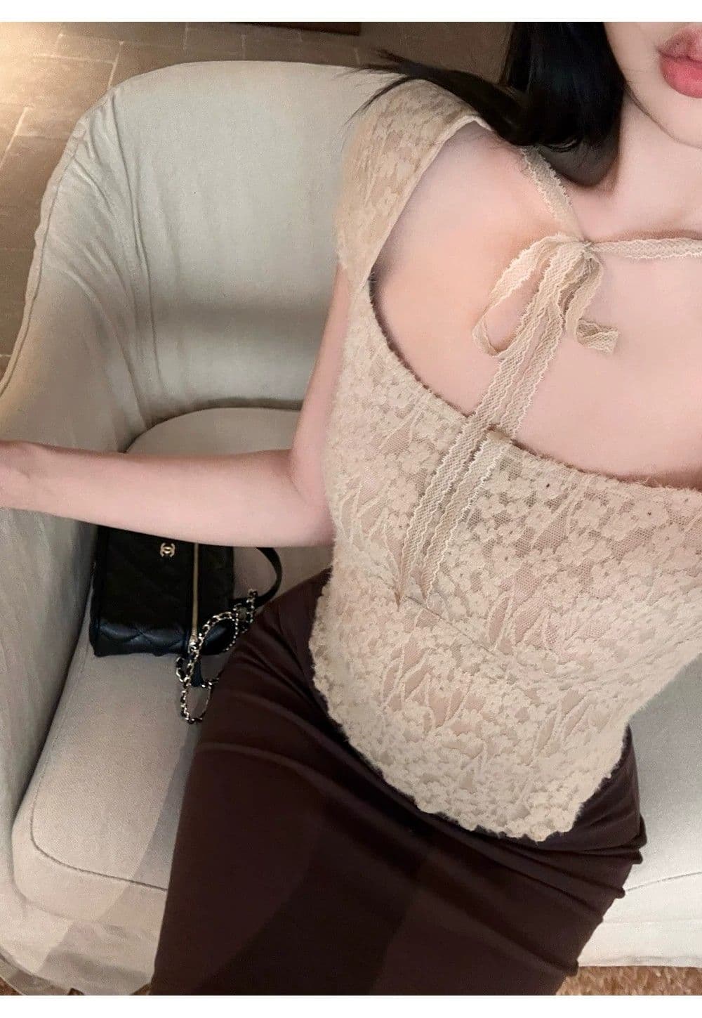 원본 원단 것 있음 안감 디자인 센스 무거운 작업 레이스 작은 셔츠 여성 여름 품격 슬림해 보이는 반팔 맨위 상세 이미지 23