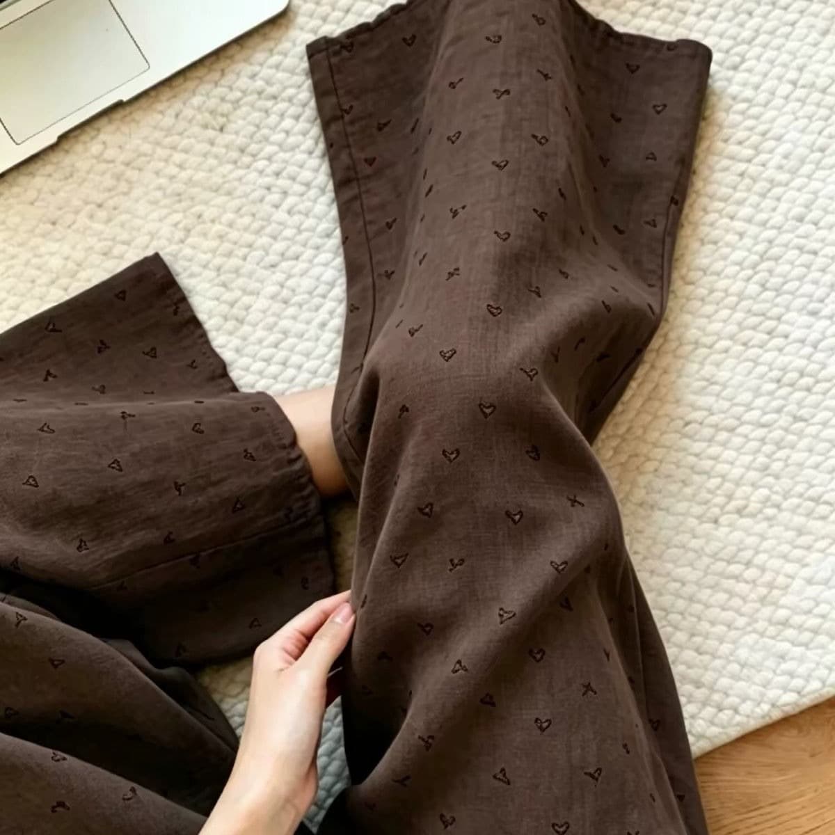원본 원단 네리 특별 빅 사이즈 300 근 하트 캐주얼 와이드 레깅스 바지 배색 9부 바지 이미지 5
