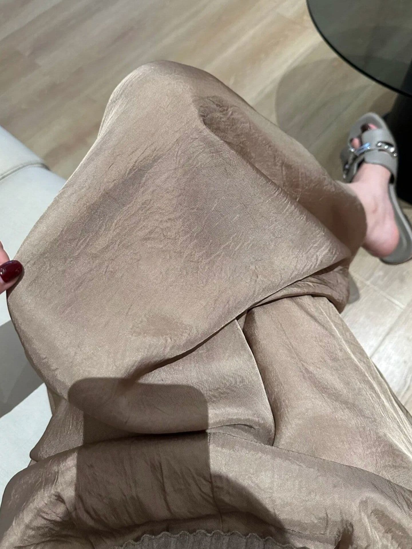 원본 원단 특별 빅 사이즈 300 근 오래된 돈 바람 캐주얼 와이드 레깅스 바지 여름 얇은 스타일 루즈핏 바지 상세 이미지 3