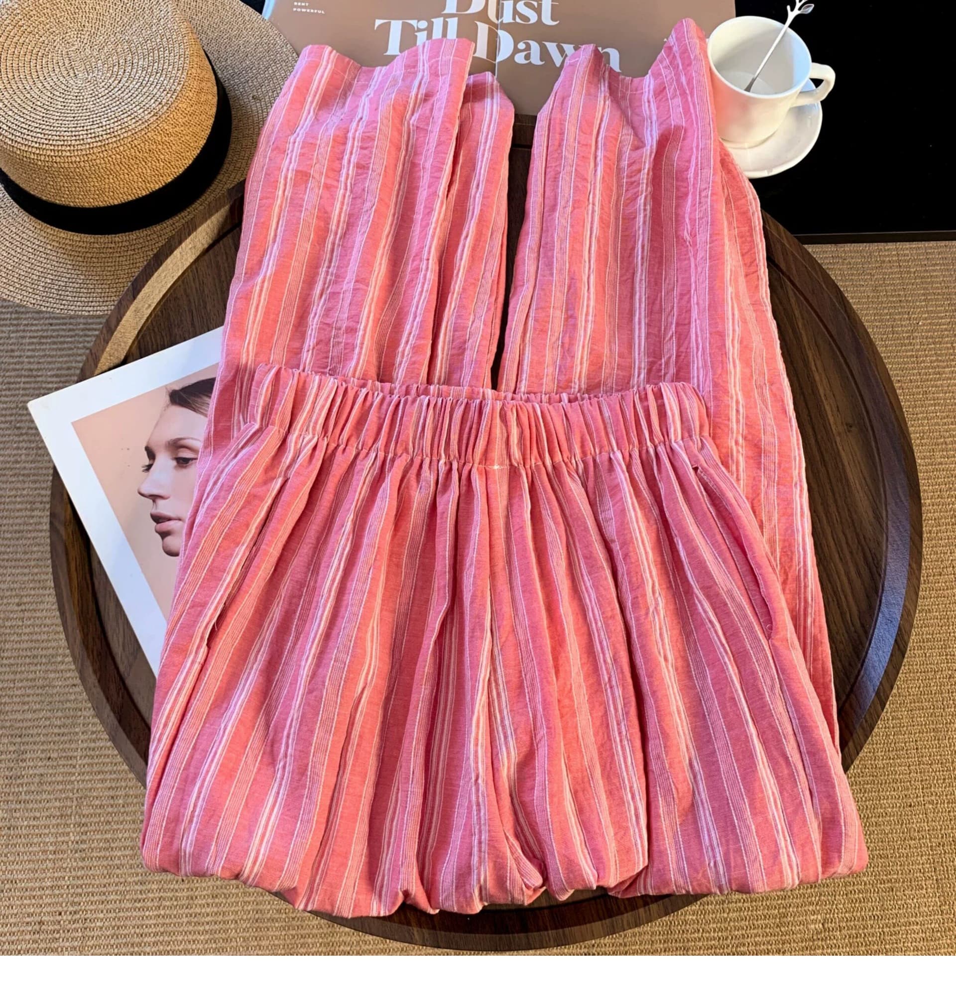 원본 원단 특별 빅 사이즈 300 근 스트라이프 와이드 레그 팬츠 여름 얇은 스타일 2026 새로운 바닥 청소 캐주얼 바지 상세 이미지 10