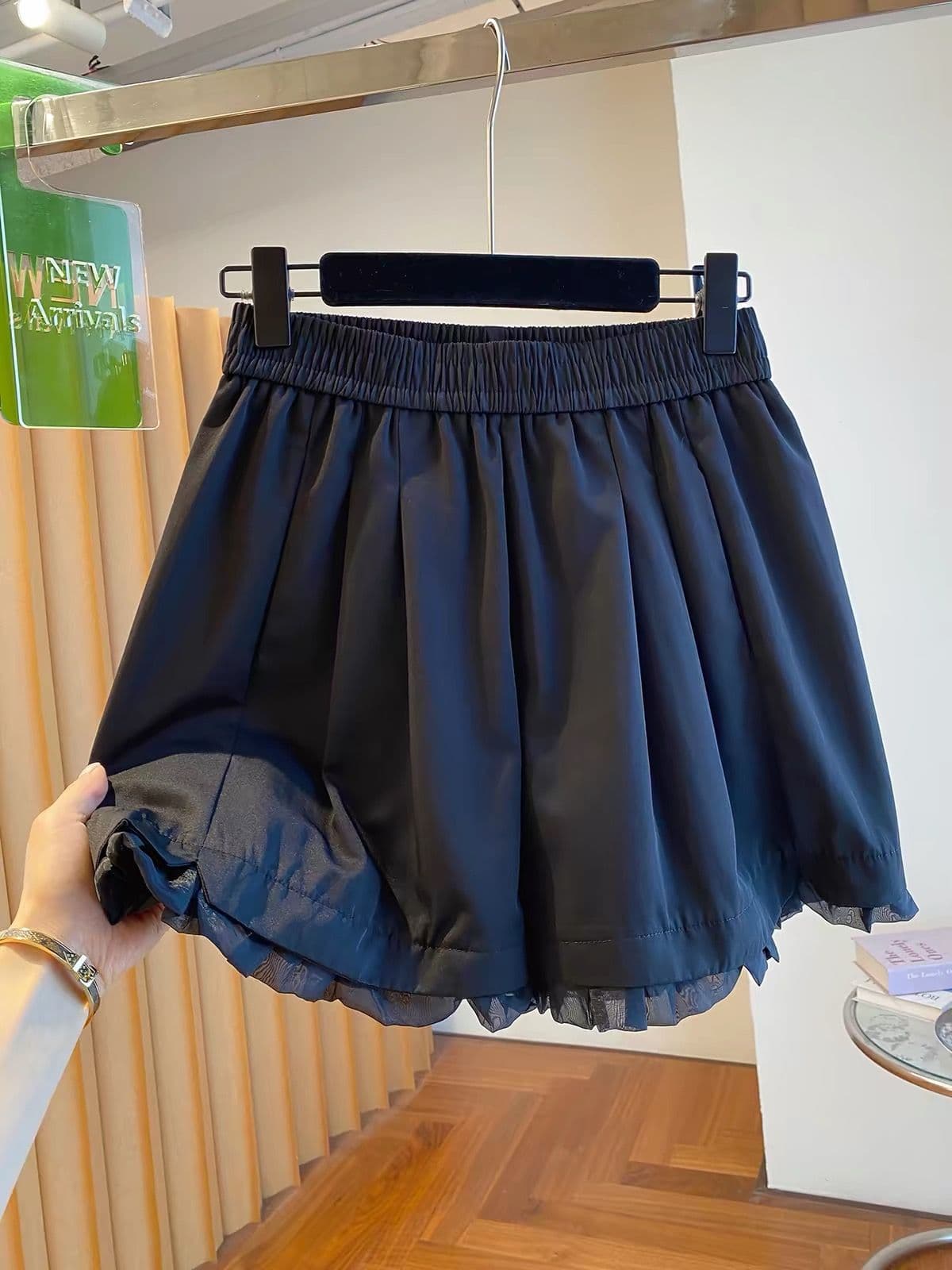 원본 원단 특별 빅 사이즈 300 근 반바지 여성 여름 루즈핏 단어 버전 와이드 레그 팬츠 프릴 핫 바지 이미지 2