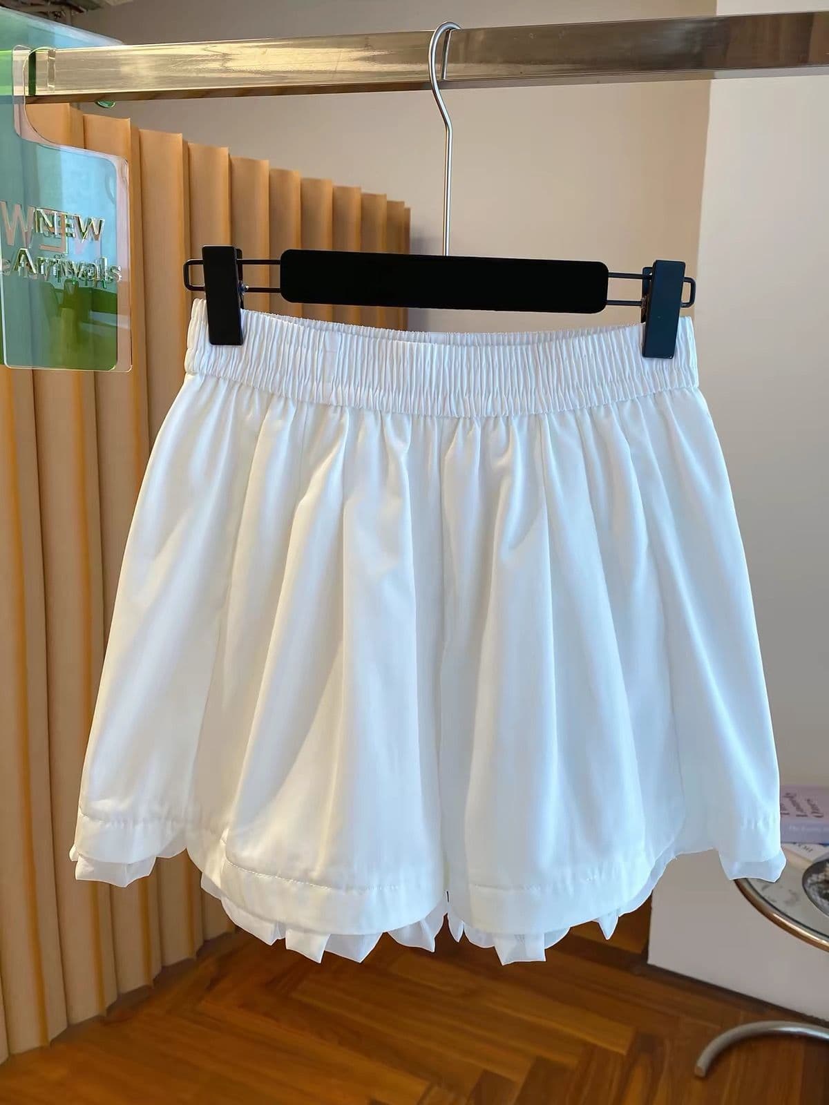 원본 원단 특별 빅 사이즈 300 근 반바지 여성 여름 루즈핏 단어 버전 와이드 레그 팬츠 프릴 핫 바지 이미지 3