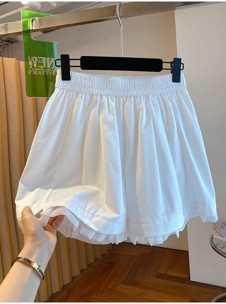 원본 원단 특별 빅 사이즈 300 근 반바지 여성 여름 루즈핏 단어 버전 와이드 레그 팬츠 프릴 핫 바지 상세 이미지 14