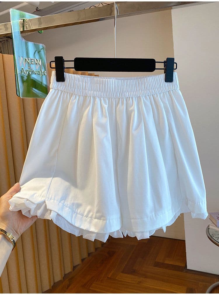 원본 원단 특별 빅 사이즈 300 근 반바지 여성 여름 루즈핏 단어 버전 와이드 레그 팬츠 프릴 핫 바지 상세 이미지 15