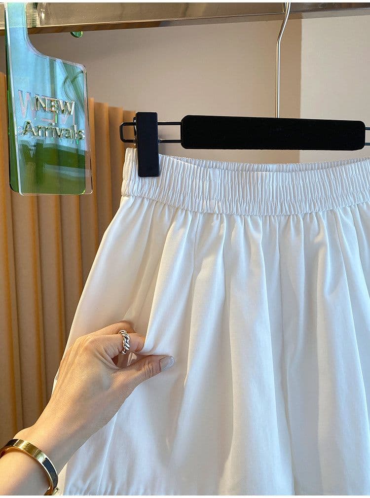 원본 원단 특별 빅 사이즈 300 근 반바지 여성 여름 루즈핏 단어 버전 와이드 레그 팬츠 프릴 핫 바지 상세 이미지 16