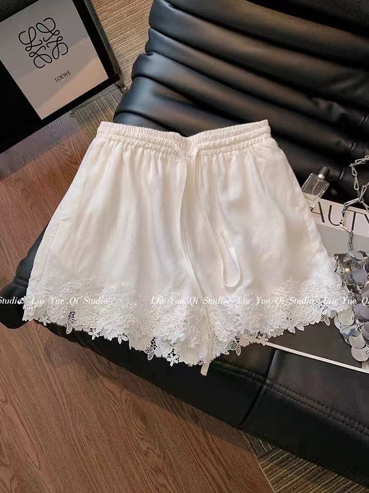 원본 원단 네리 특별 빅 사이즈 300 근 빛 럭셔리 질감 바람 레이스 캐주얼 넓은 다리가 짧다. 바지 여성 이미지 4