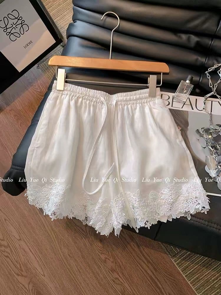 원본 원단 네리 특별 빅 사이즈 300 근 빛 럭셔리 질감 바람 레이스 캐주얼 넓은 다리가 짧다. 바지 여성 상세 이미지 3