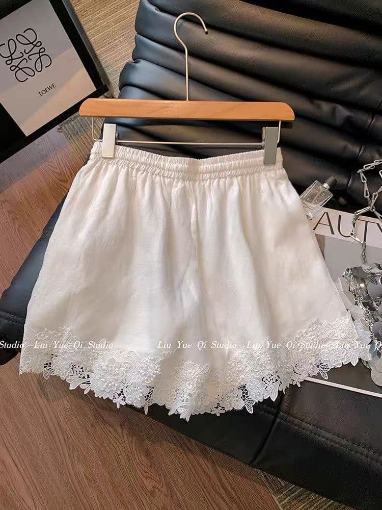 원본 원단 네리 특별 빅 사이즈 300 근 빛 럭셔리 질감 바람 레이스 캐주얼 넓은 다리가 짧다. 바지 여성 상세 이미지 4