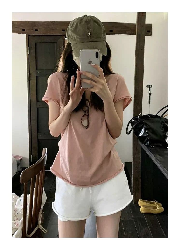 회색 볼륨 측면 펌프 로프 운동 바람 3 점 반바지 여성 여름 얇은 새로운 하이웨이스트 슬림해 보이는 한 마디 캐주얼 와이드 레그 팬츠 이미지 3