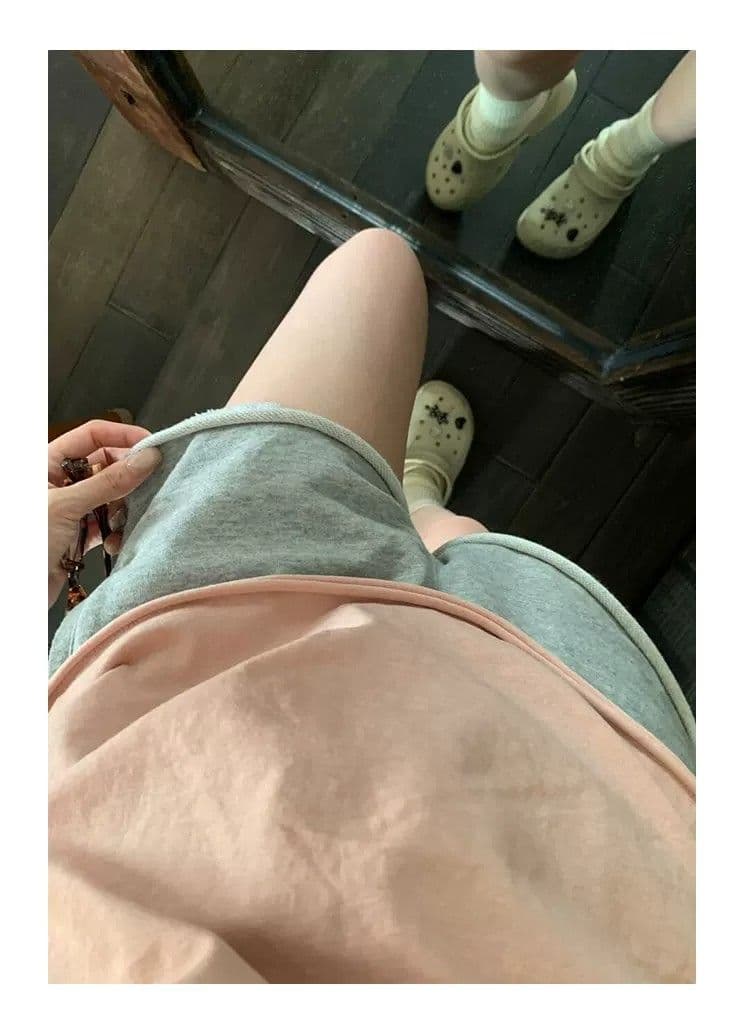 회색 볼륨 측면 펌프 로프 운동 바람 3 점 반바지 여성 여름 얇은 새로운 하이웨이스트 슬림해 보이는 한 마디 캐주얼 와이드 레그 팬츠 상세 이미지 13