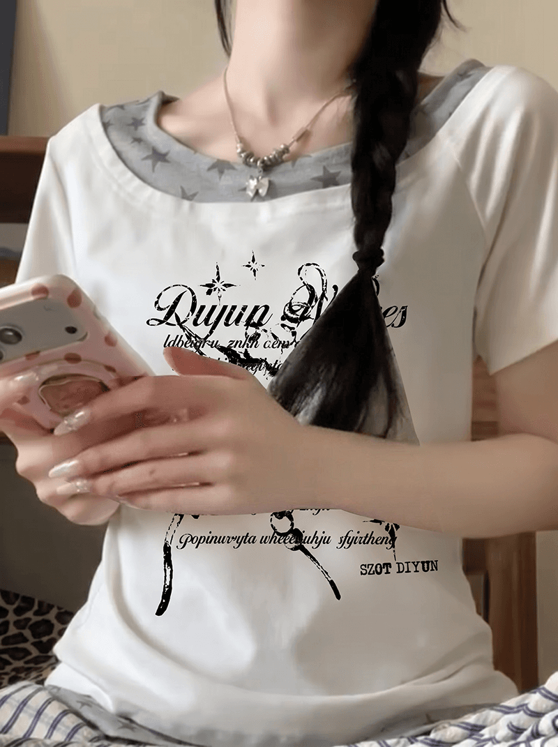 반팔 티셔츠 여성 의류 여름 새로운 디자인 센스 페이크 레이어드 몸매 가꾸기 슬림해 보이는 한 부서 라운드 넥 맨위 상세 이미지 4