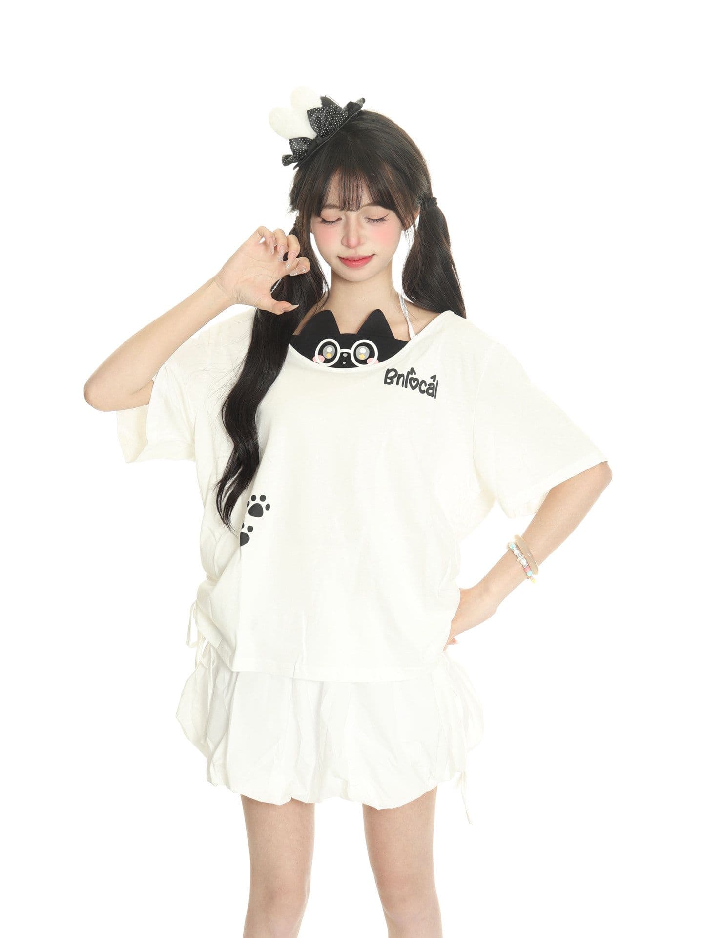 반팔 티셔츠 여성 의류 여름 새로운 디자인 센스 몸매 가꾸기 슬림해 보이는 배색 삽입 어깨 소매 u 칼라 맨위 상세 이미지 12