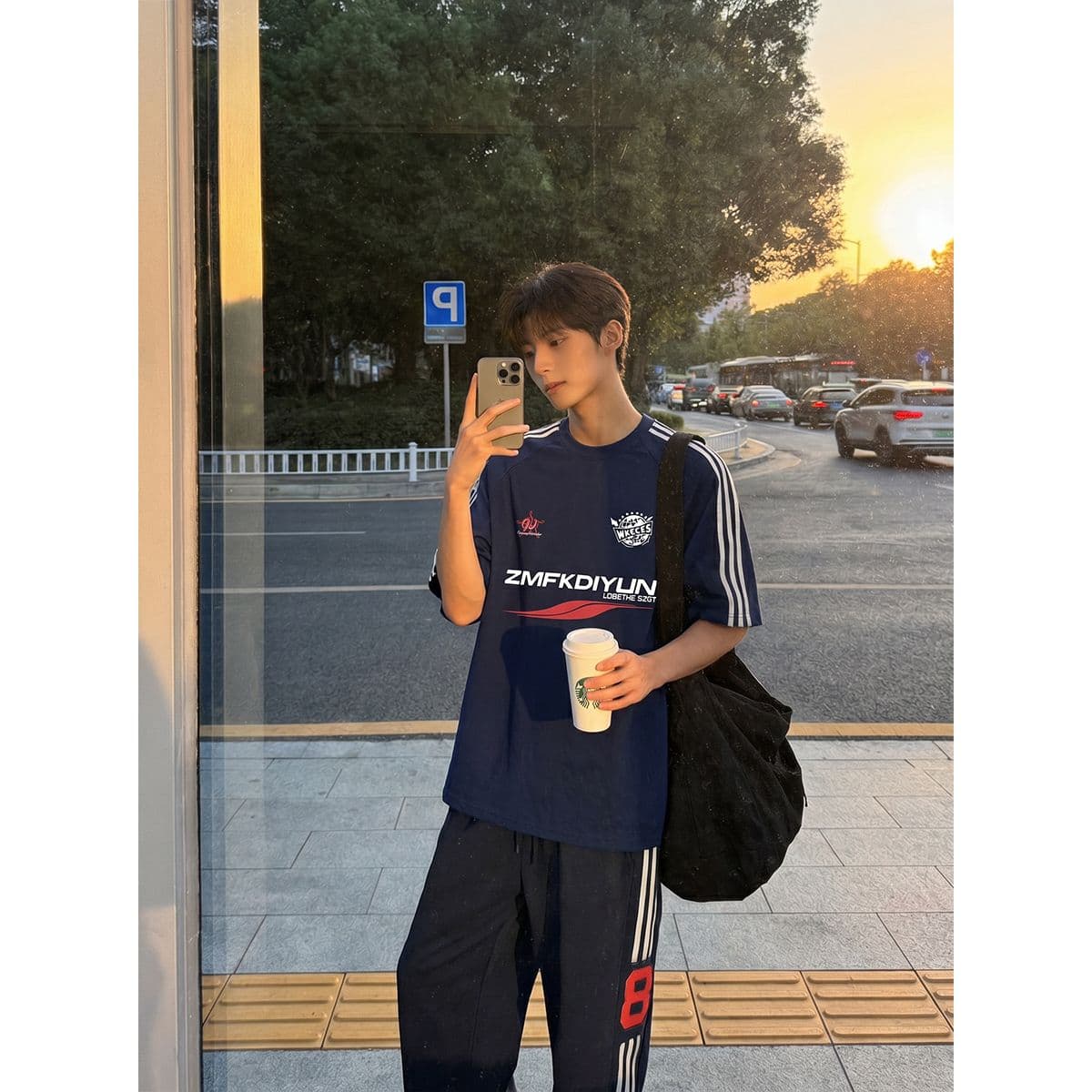 남자 바 면 220 그램 반팔 티셔츠 남녀 커플룩 여름 새로운 스트라이프 루즈핏 라운드 넥 맨위 상세 이미지 3