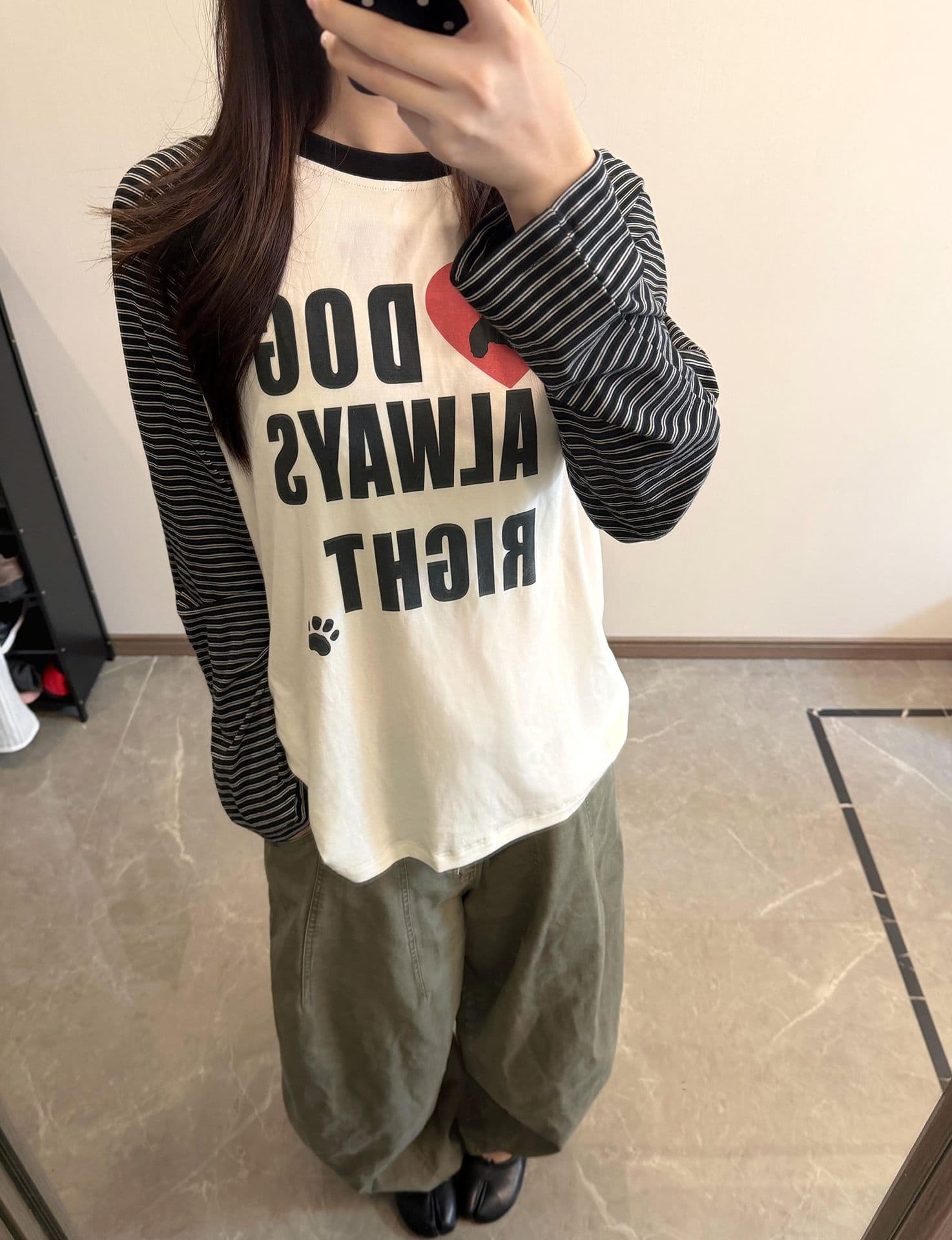 원본 솜씨 19 지점 220 그램 순면 긴팔 티셔츠 여성 이미지 4