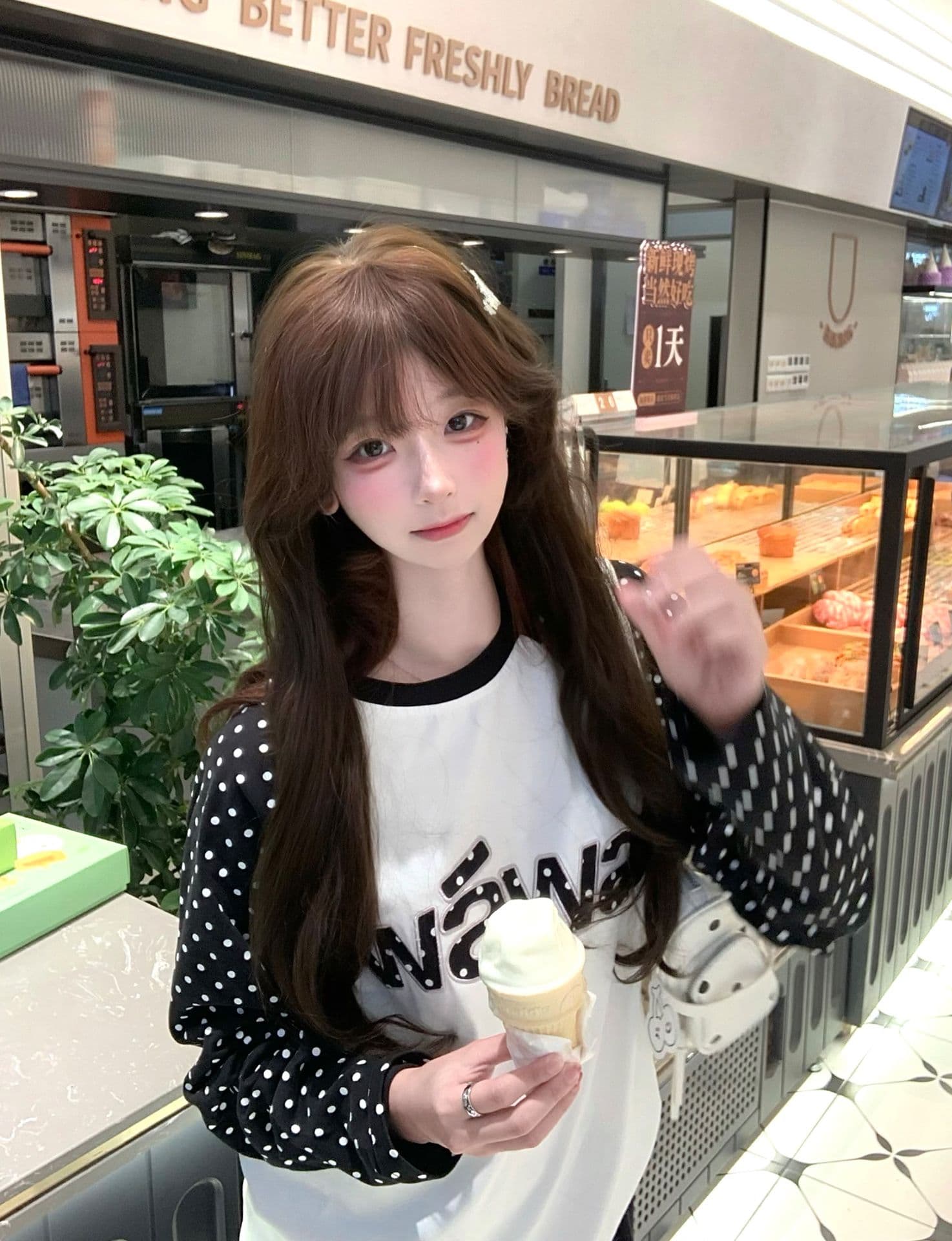 원본 크기 자수 패치 네리 가게 천 19 지점 220 그램 순면 긴팔 티셔츠 여성 상세 이미지 3