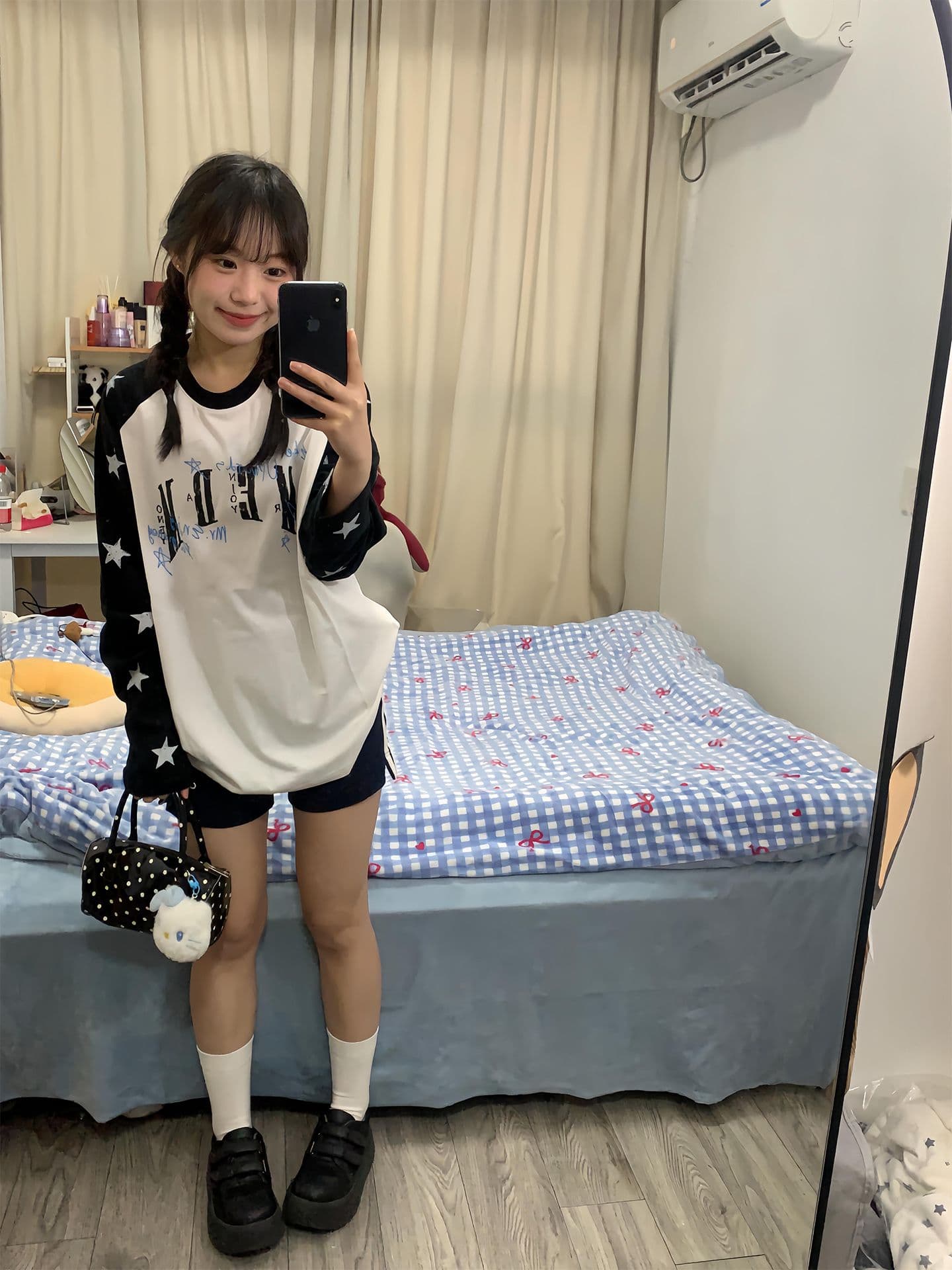 원본 솜씨 19 지점 220 그램 순면 긴팔 티셔츠 여성