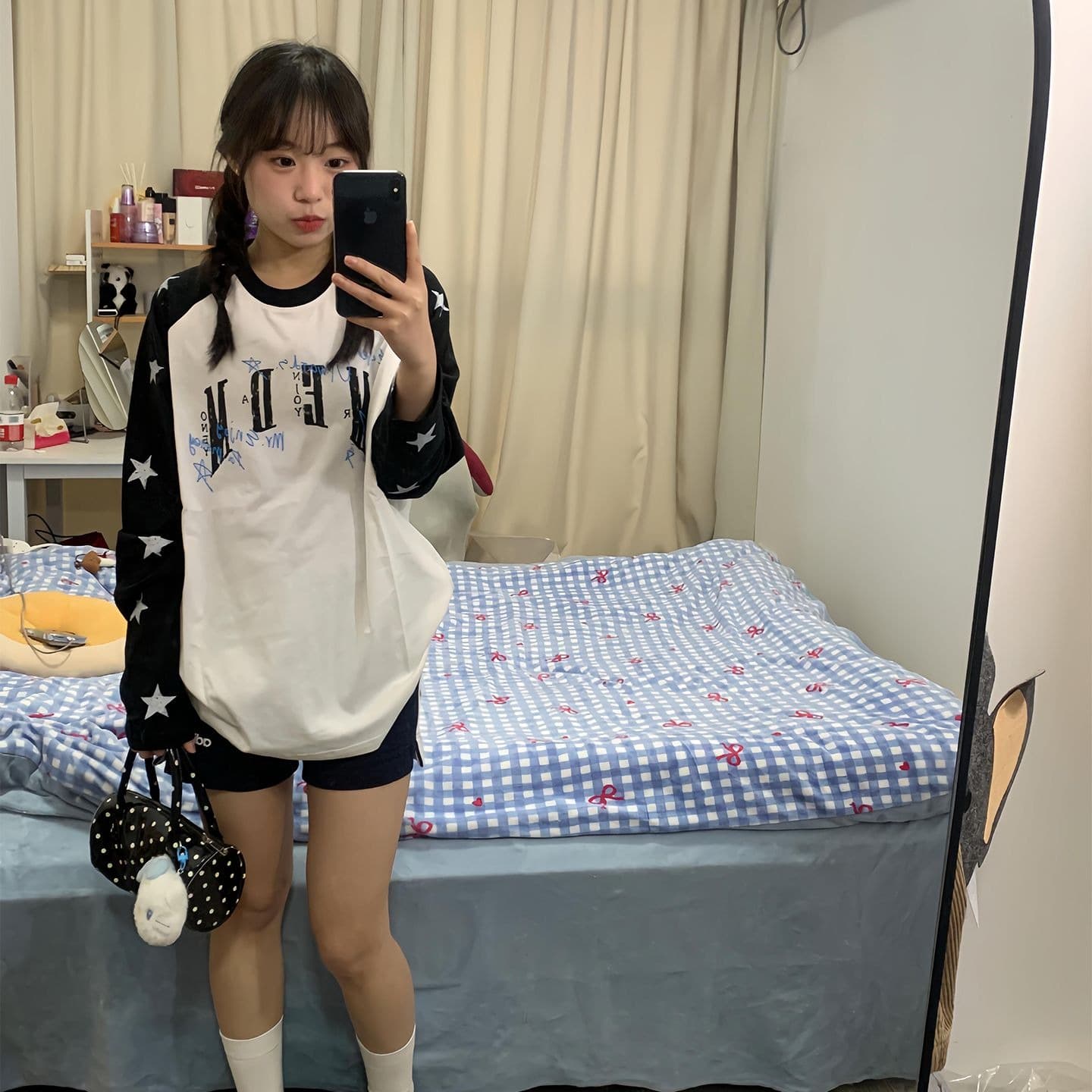 원본 솜씨 19 지점 220 그램 순면 긴팔 티셔츠 여성 이미지 5