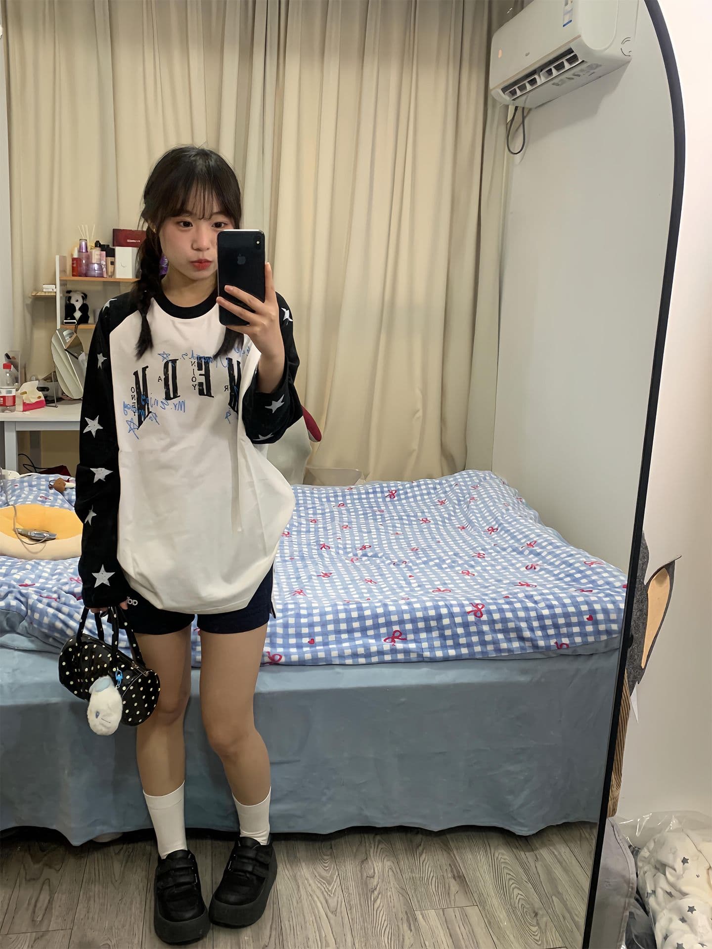 원본 솜씨 19 지점 220 그램 순면 긴팔 티셔츠 여성 상세 이미지 4