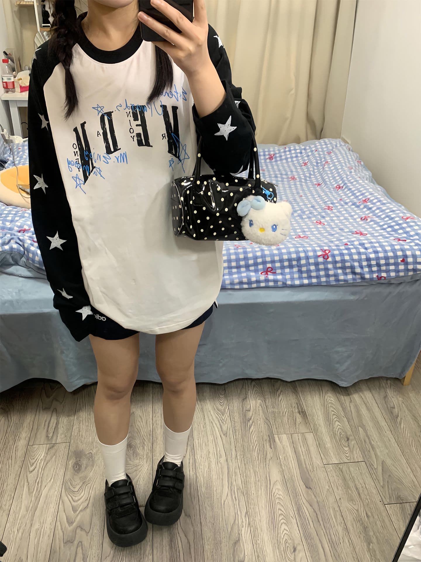 원본 솜씨 19 지점 220 그램 순면 긴팔 티셔츠 여성 상세 이미지 5