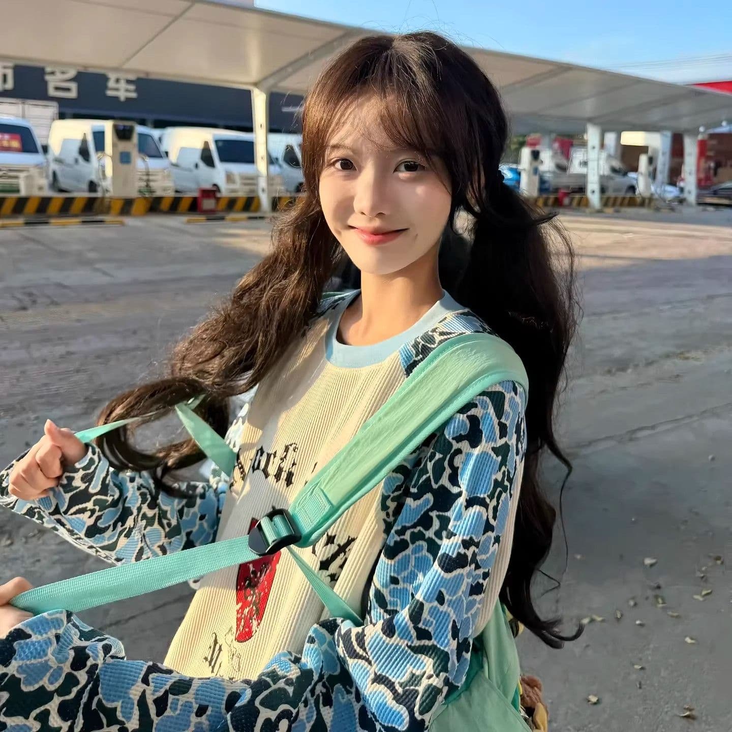 원본 솜씨 후아 남편 그리드 원단 긴팔 티셔츠 여성 상세 이미지 4