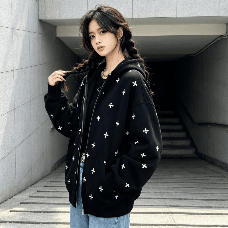 아메리칸 조수 브랜드 남녀 회색 후드 티 스웨터 여성 가을 2026 새로운 루즈핏 느긋한 바람 작은 대중 카디건 코트 상세 이미지 22