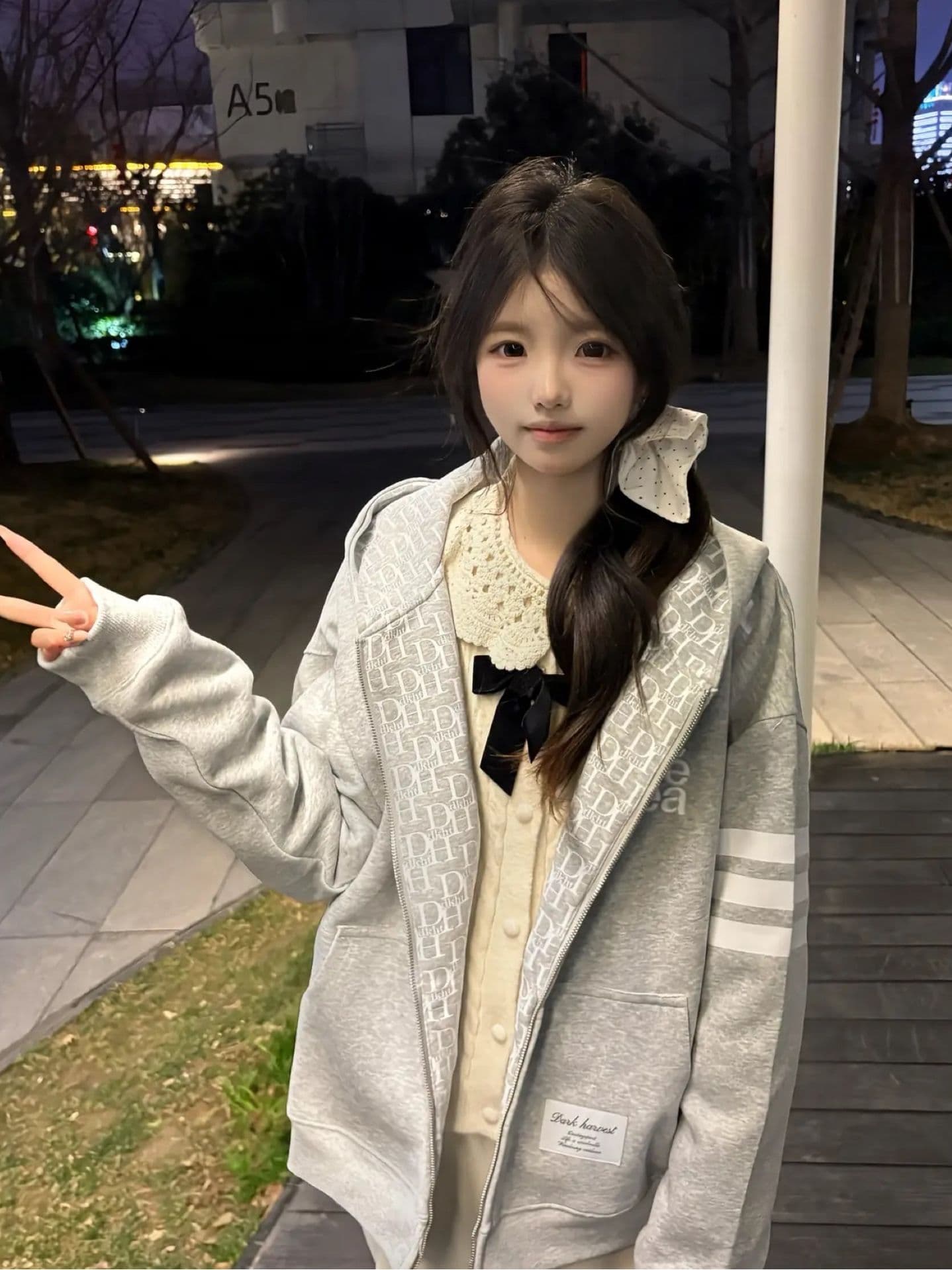 얇은 스타일 전후 자수 원본 천 인사이드 펌프 순수한 Mianhua 면 복합 후드티 여성 이미지 3