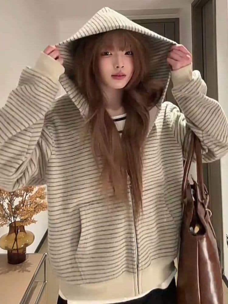 얇은 스타일 백금 지퍼 자수 이후 패키지 칼라 광저우 원본 원단 후드티 여성 상세 이미지 11