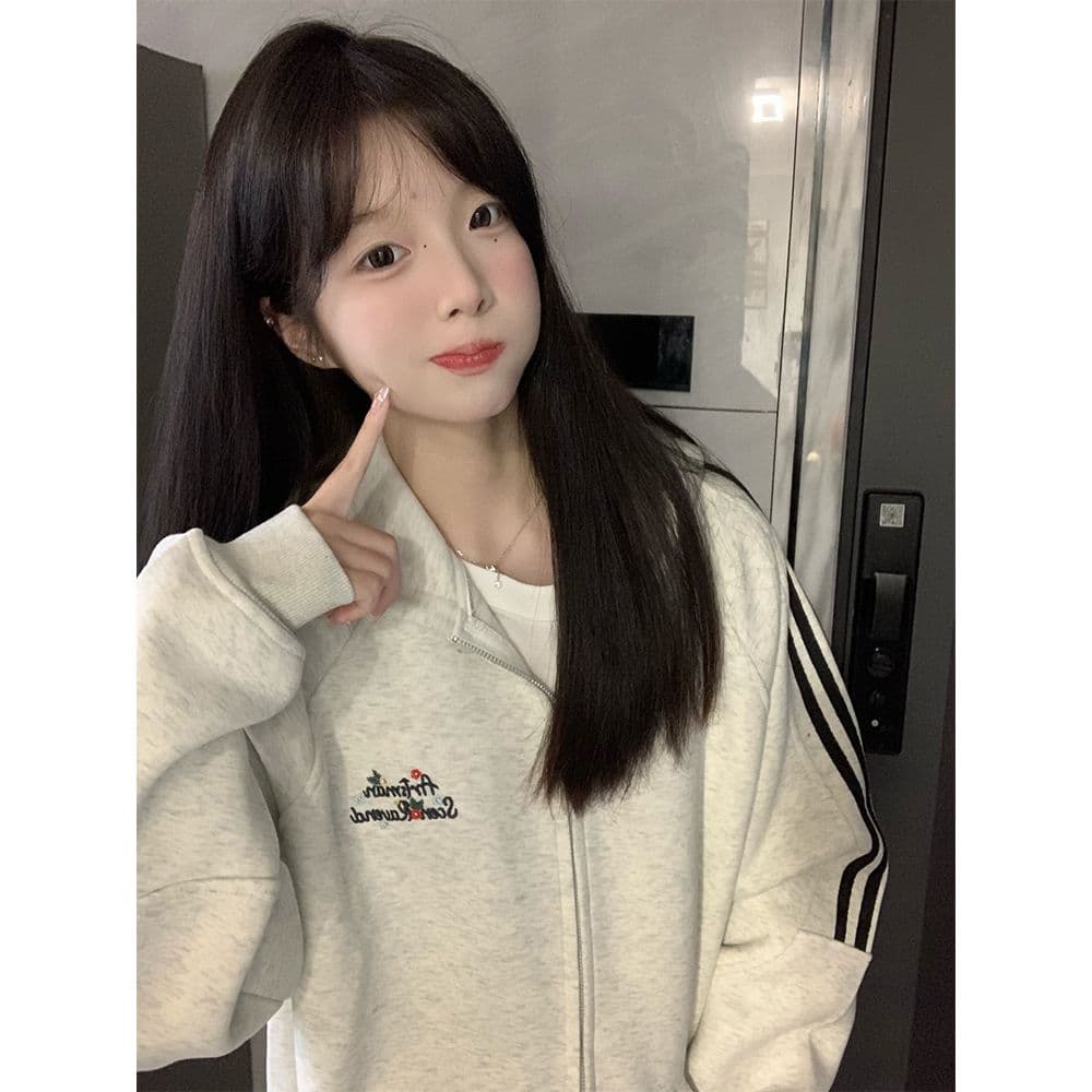 얇은 스타일 털이 있는 원본 솜씨 자수 순수한 Mianhua 면 복합 후드티 여성 이미지 3