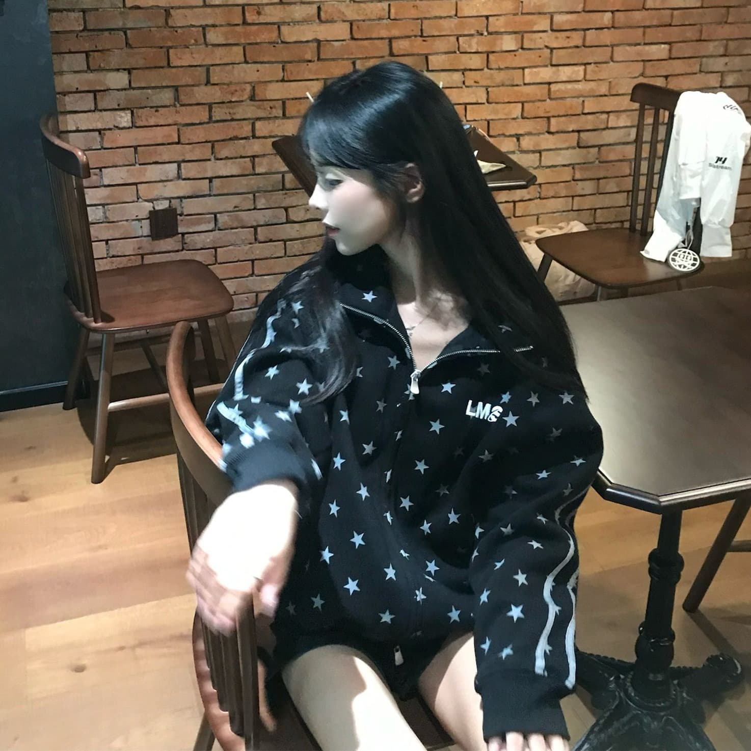 얇은 스타일 털이 있는 클립 칼라 것 백금 지퍼 자수 순수한 Mianhua 면 복합 후드티 여성 이미지 5