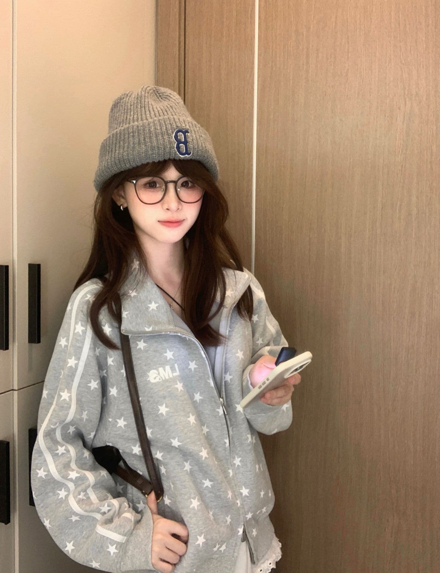 얇은 스타일 털이 있는 클립 칼라 것 백금 지퍼 자수 순수한 Mianhua 면 복합 후드티 여성 상세 이미지 11