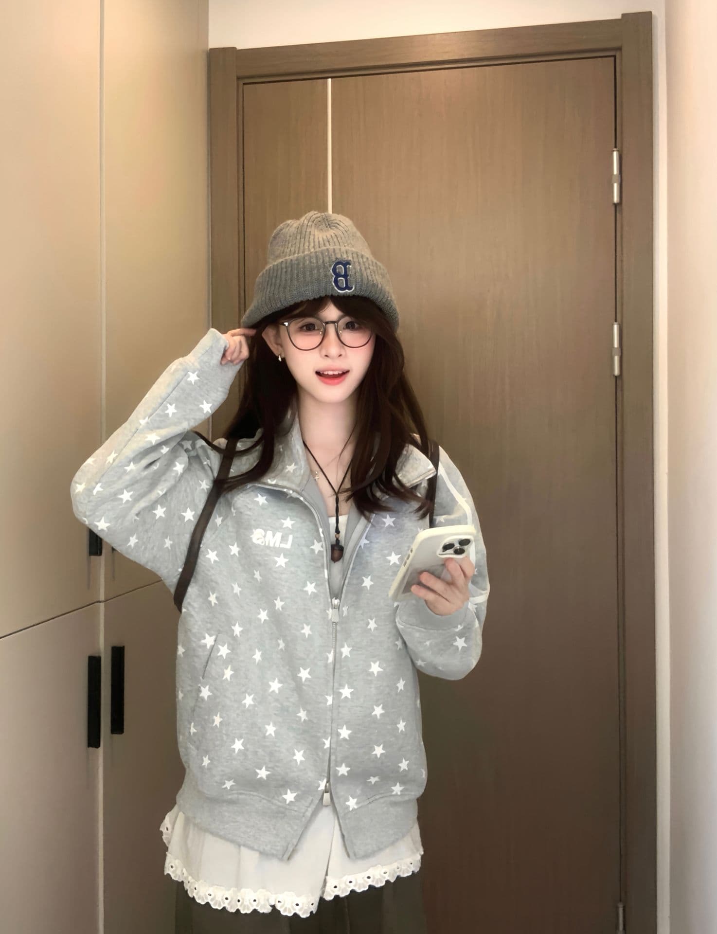 얇은 스타일 털이 있는 클립 칼라 것 백금 지퍼 자수 순수한 Mianhua 면 복합 후드티 여성 상세 이미지 12