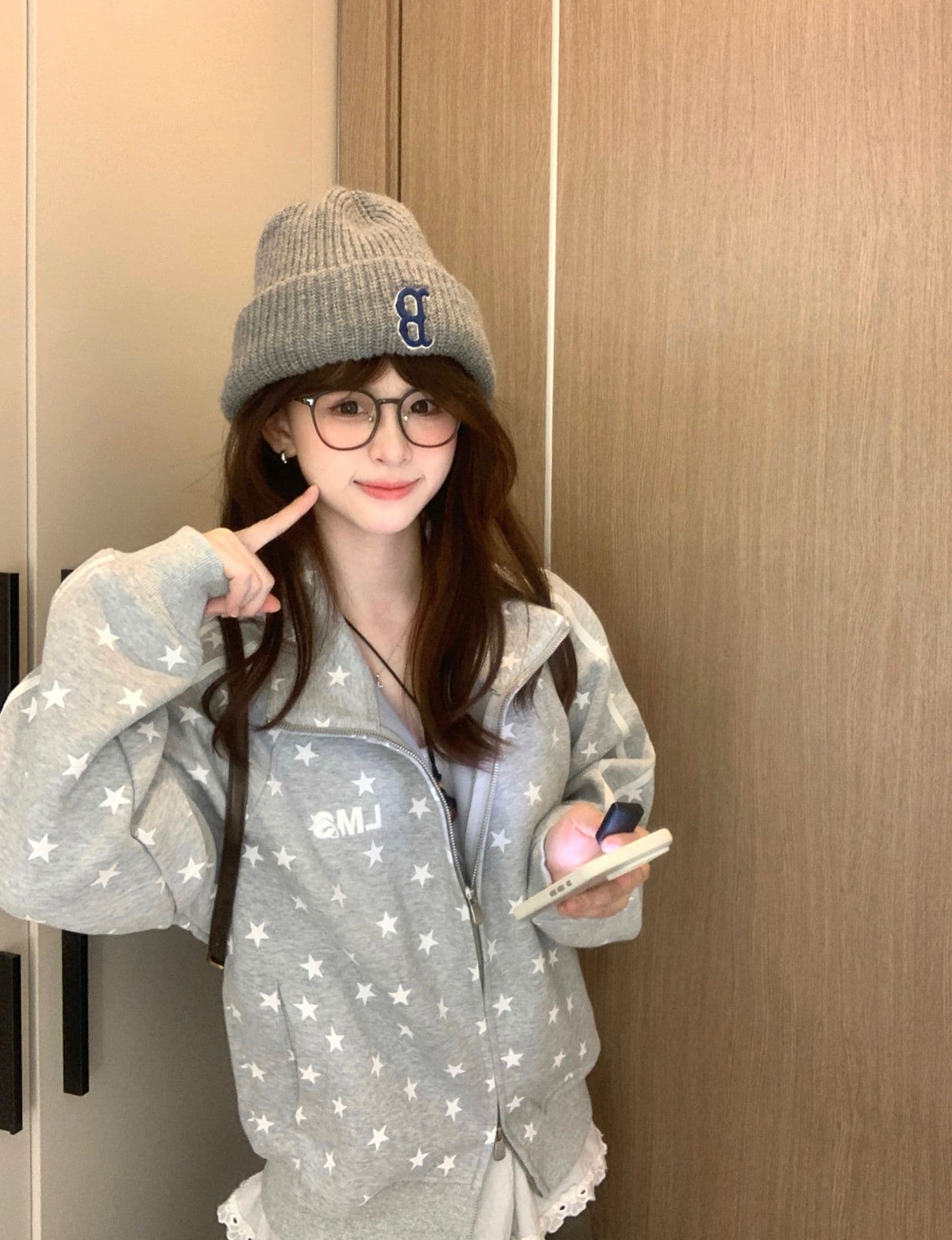 얇은 스타일 털이 있는 클립 칼라 것 백금 지퍼 자수 순수한 Mianhua 면 복합 후드티 여성 상세 이미지 13