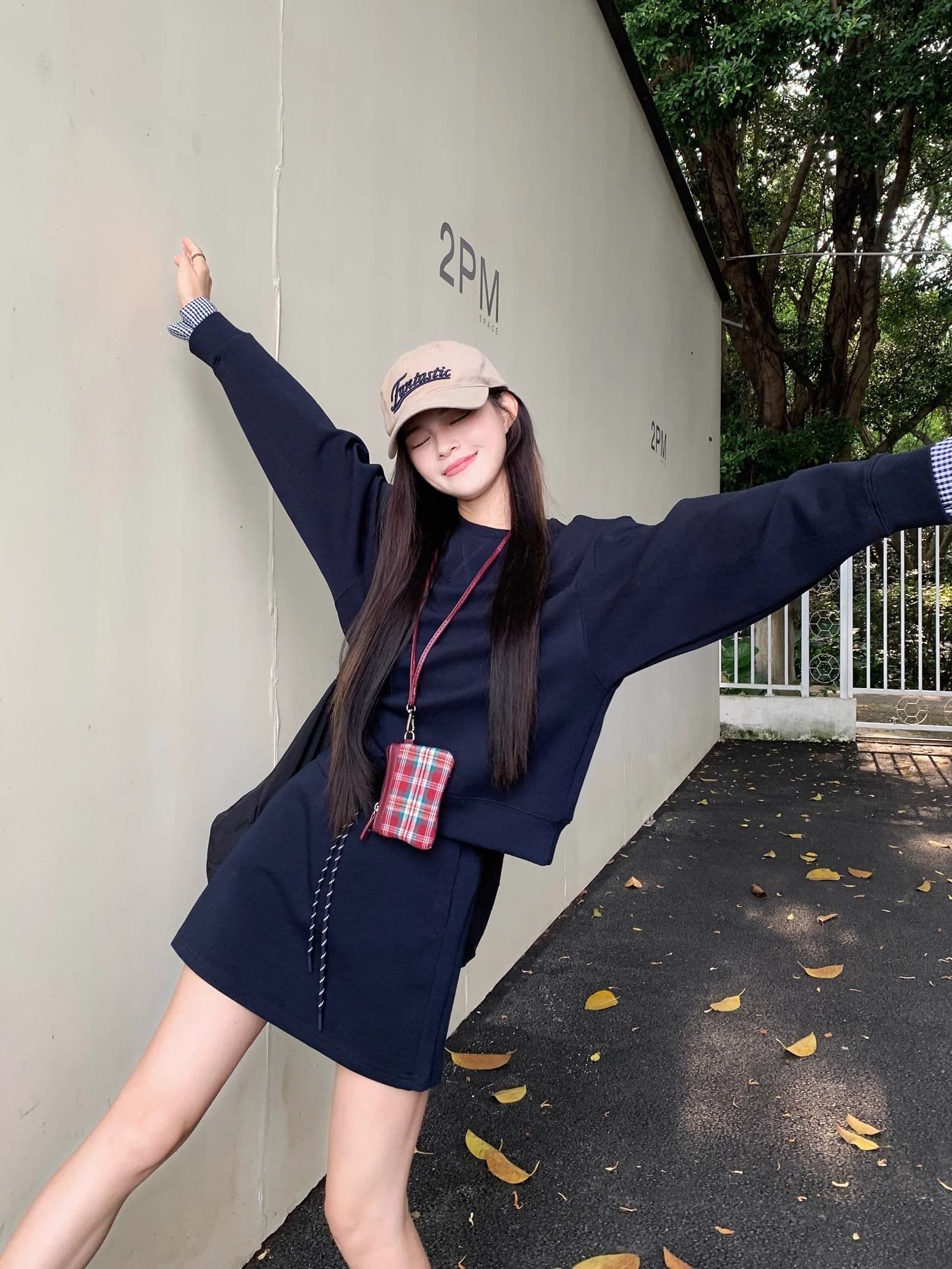 220 그램 사람들 면 원단 주머니 바지 인사이드 한 부서 품격 착용 가져 가라. 슬림해 보이는 패션 연령 감소 해군 투피스 세트 상세 이미지 16