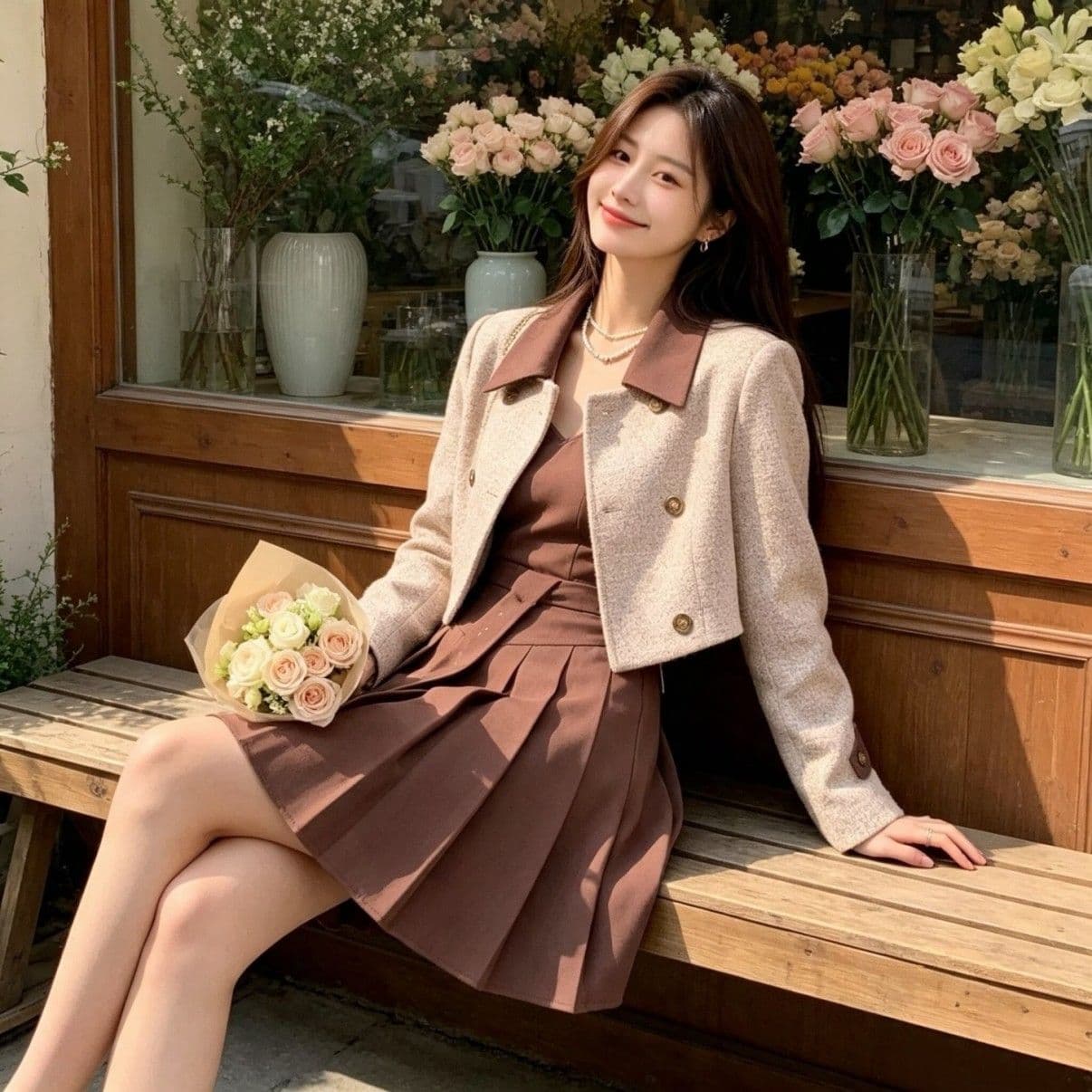 광저우 품질 프랑스식 레트로 작은 키 점프 슈트 치마 세트 여성 가을 겨울 새로운 작은 샤넬 스타일 재킷 치마 이미지 3