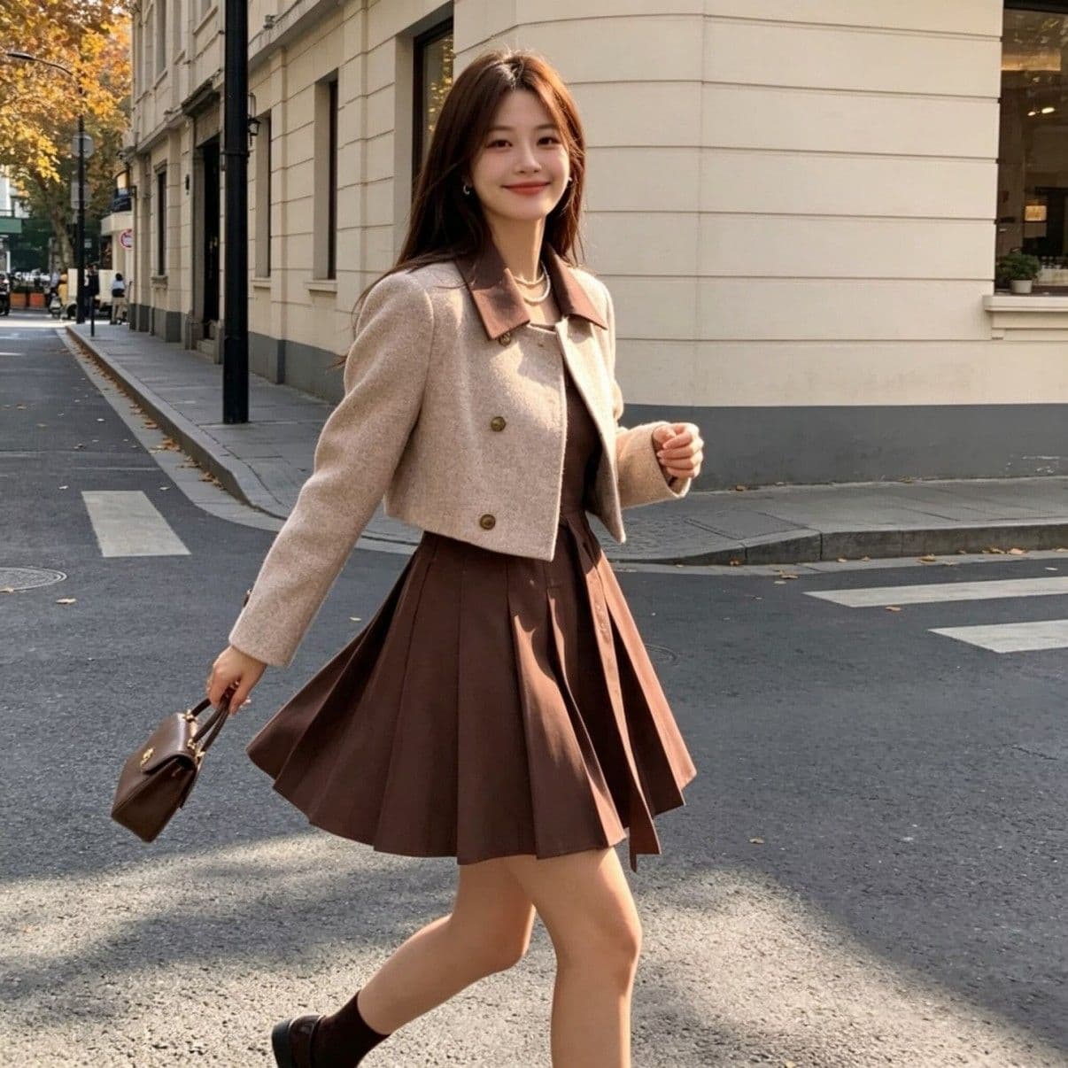 광저우 품질 프랑스식 레트로 작은 키 점프 슈트 치마 세트 여성 가을 겨울 새로운 작은 샤넬 스타일 재킷 치마 상세 이미지 2