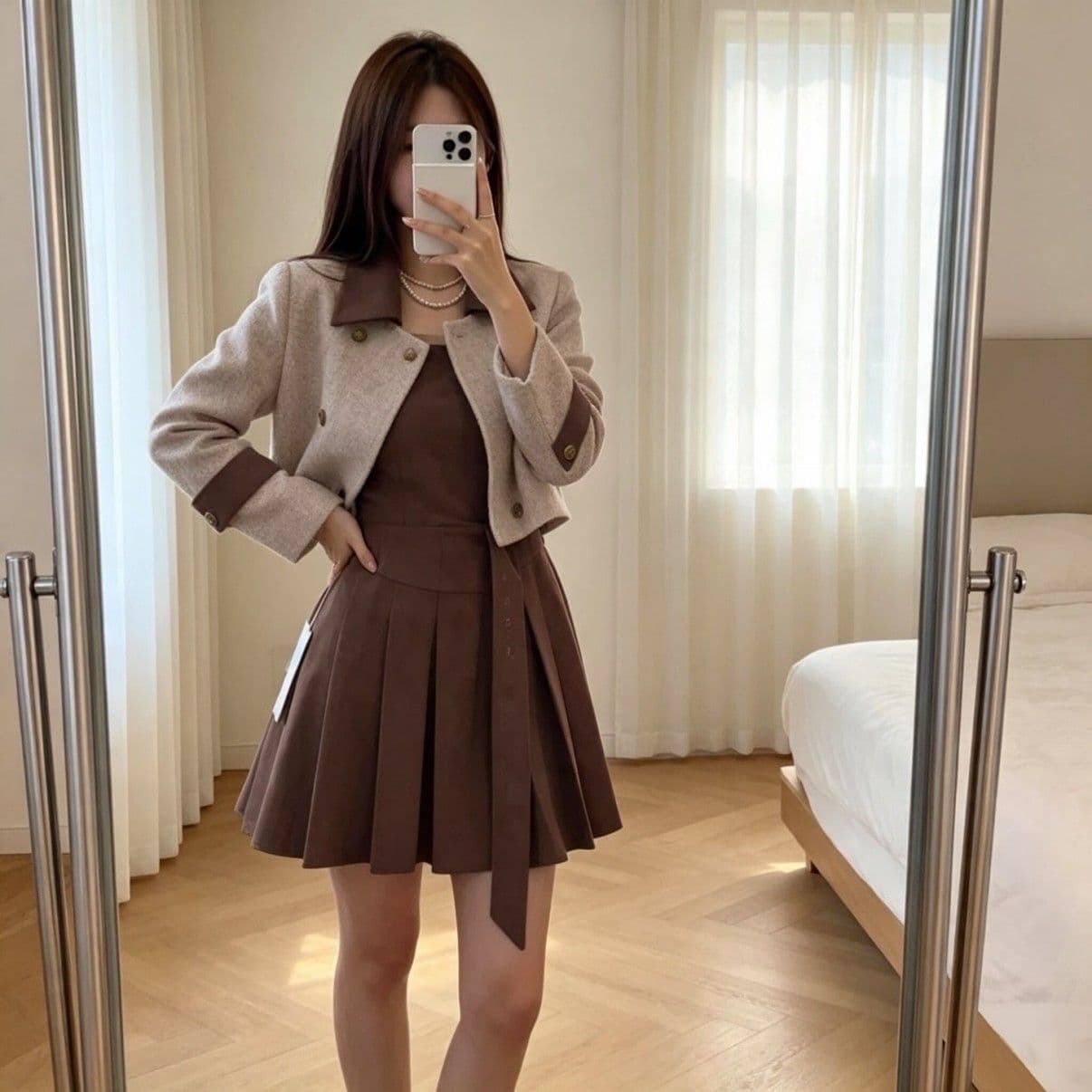 광저우 품질 프랑스식 레트로 작은 키 점프 슈트 치마 세트 여성 가을 겨울 새로운 작은 샤넬 스타일 재킷 치마 상세 이미지 3