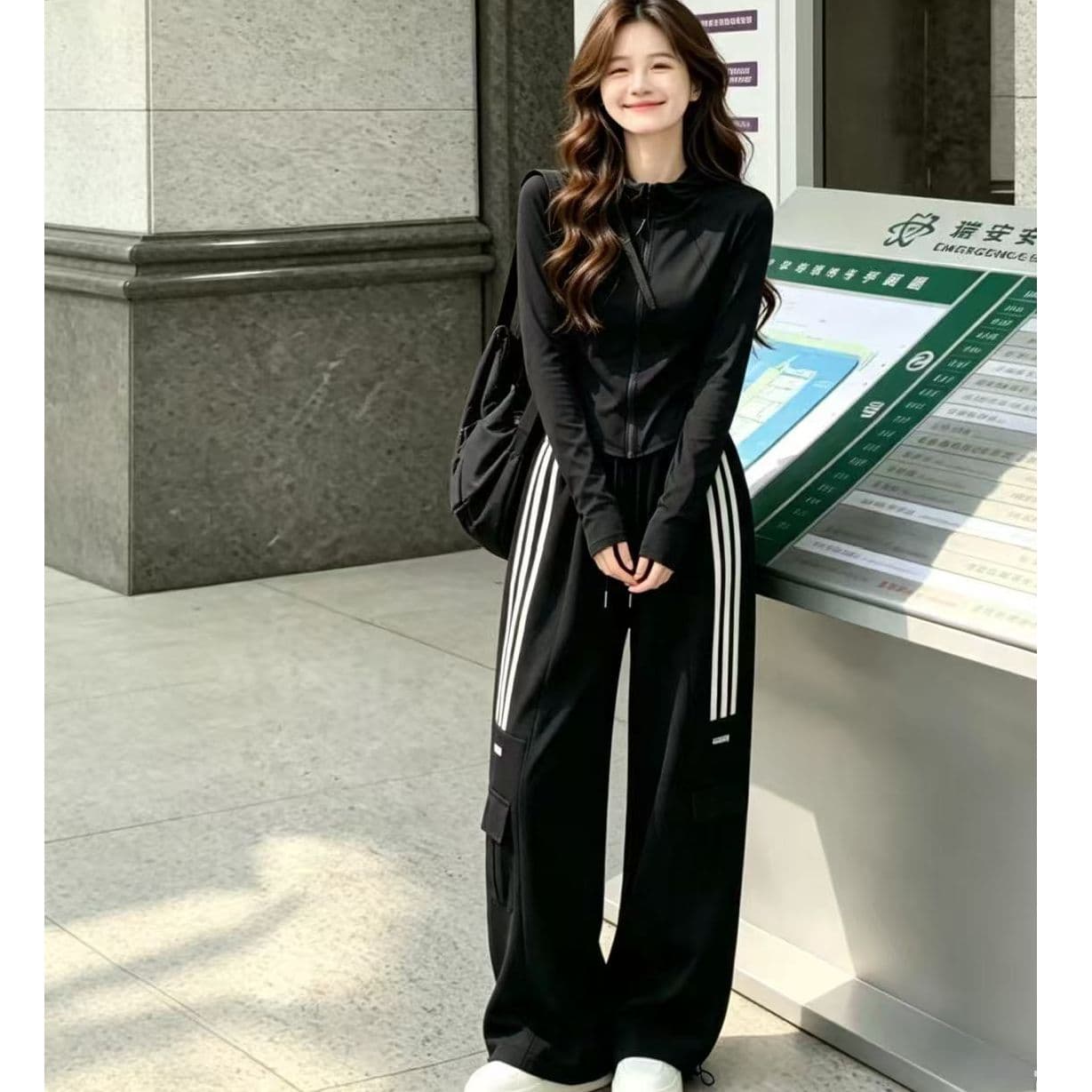레트로 village 아메리칸 운동 바지 새로운 무거운 워크웨어 팬츠 한국 스타일 루즈핏 캐주얼 넓은 다리 조거 바지 이미지 4