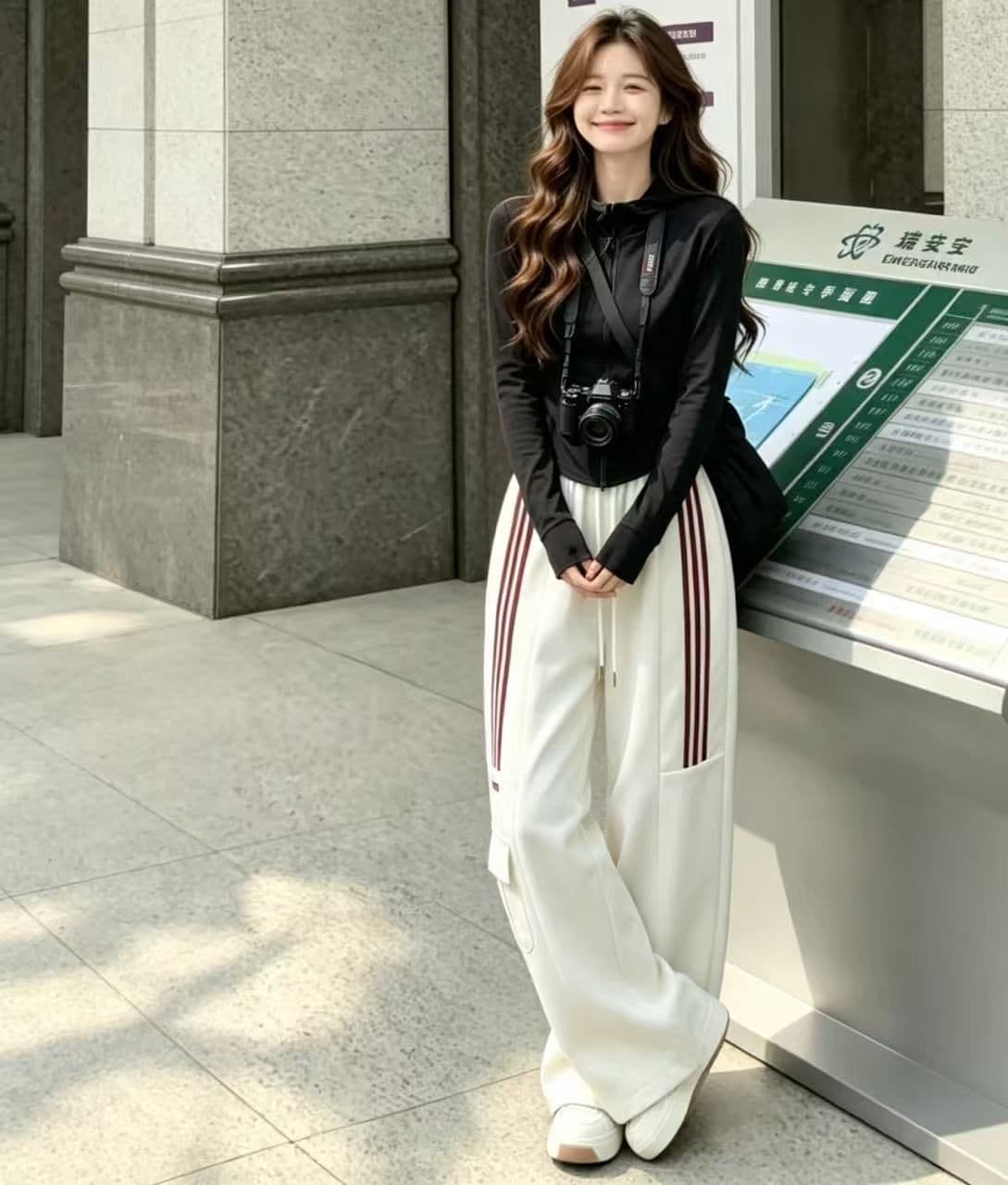 레트로 village 아메리칸 운동 바지 새로운 무거운 워크웨어 팬츠 한국 스타일 루즈핏 캐주얼 넓은 다리 조거 바지 상세 이미지 4
