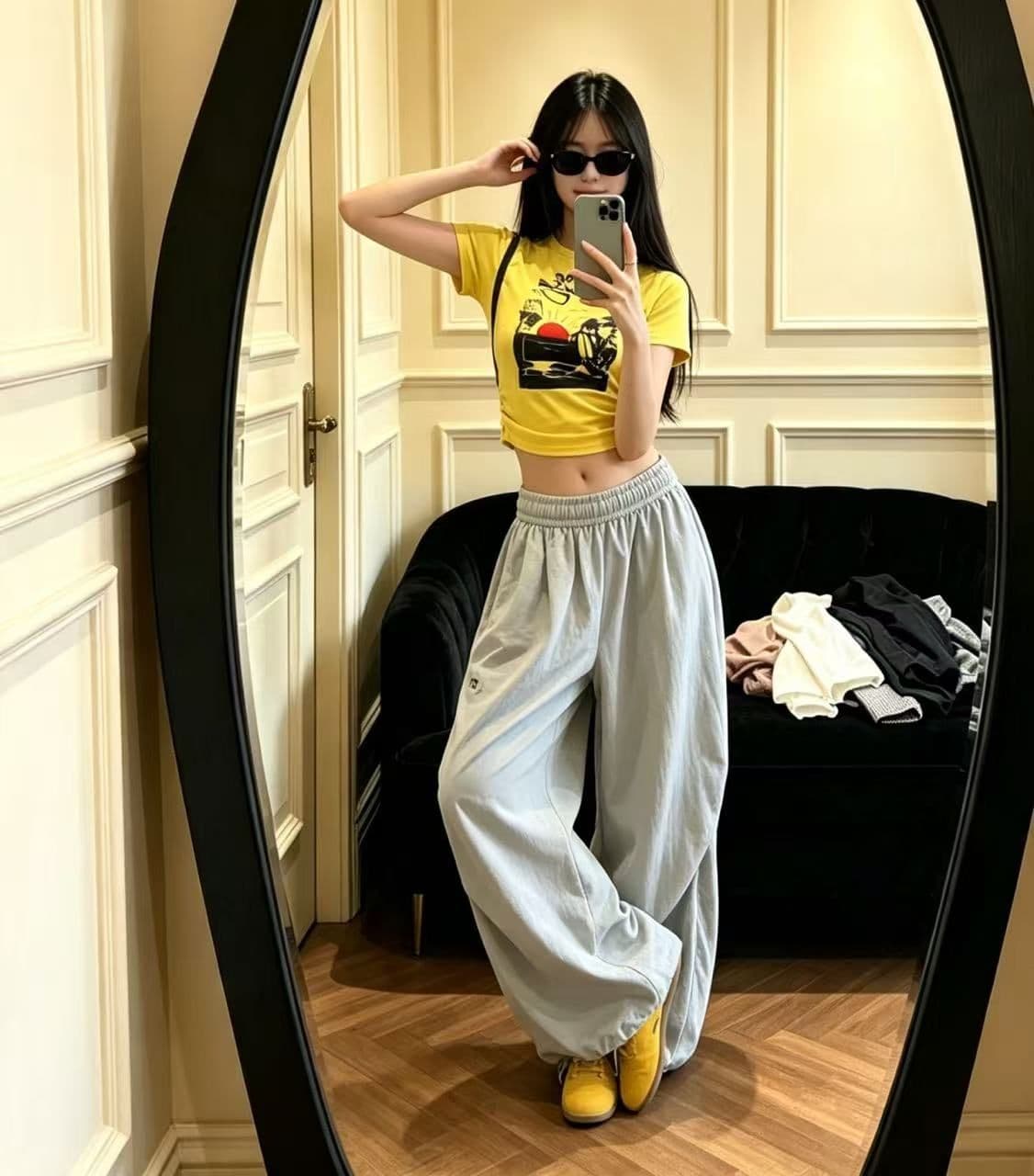 아메리칸 레트로 재즈 캐주얼 워크웨어 팬츠 여성 봄 ins 인터넷 유명인 넓은 다리 루즈핏 운동 춤추기 바지 여성 상세 이미지 5