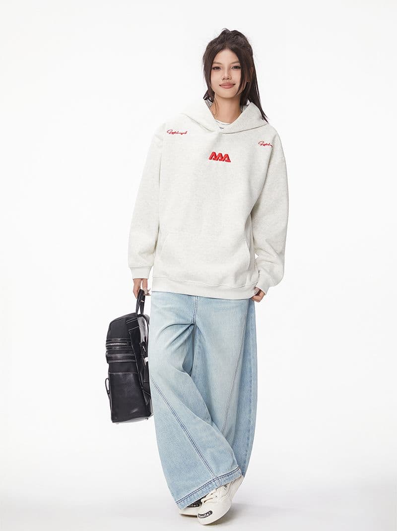 긴팔 티셔츠 후드티 이른 봄 새로운 조수 브랜드 커플 루즈핏 가시 자수 후드 맨위 한국 스타일 여성 의류 상세 이미지 3