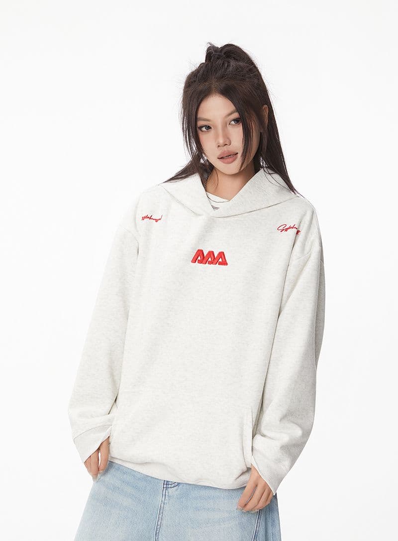 긴팔 티셔츠 후드티 이른 봄 새로운 조수 브랜드 커플 루즈핏 가시 자수 후드 맨위 한국 스타일 여성 의류 상세 이미지 6